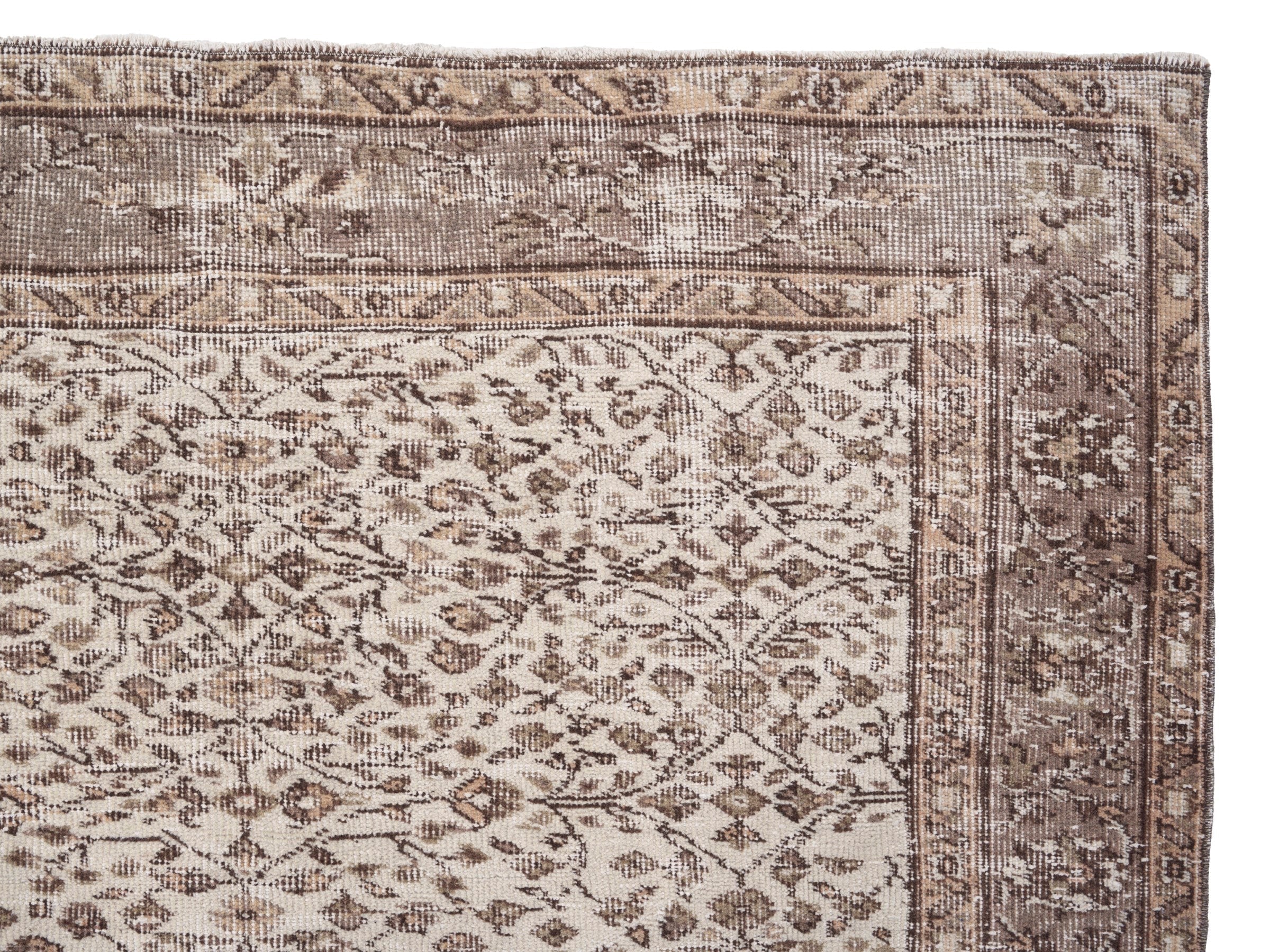 Turkish Isparta area rug in greige and taupe, view 8 of 10