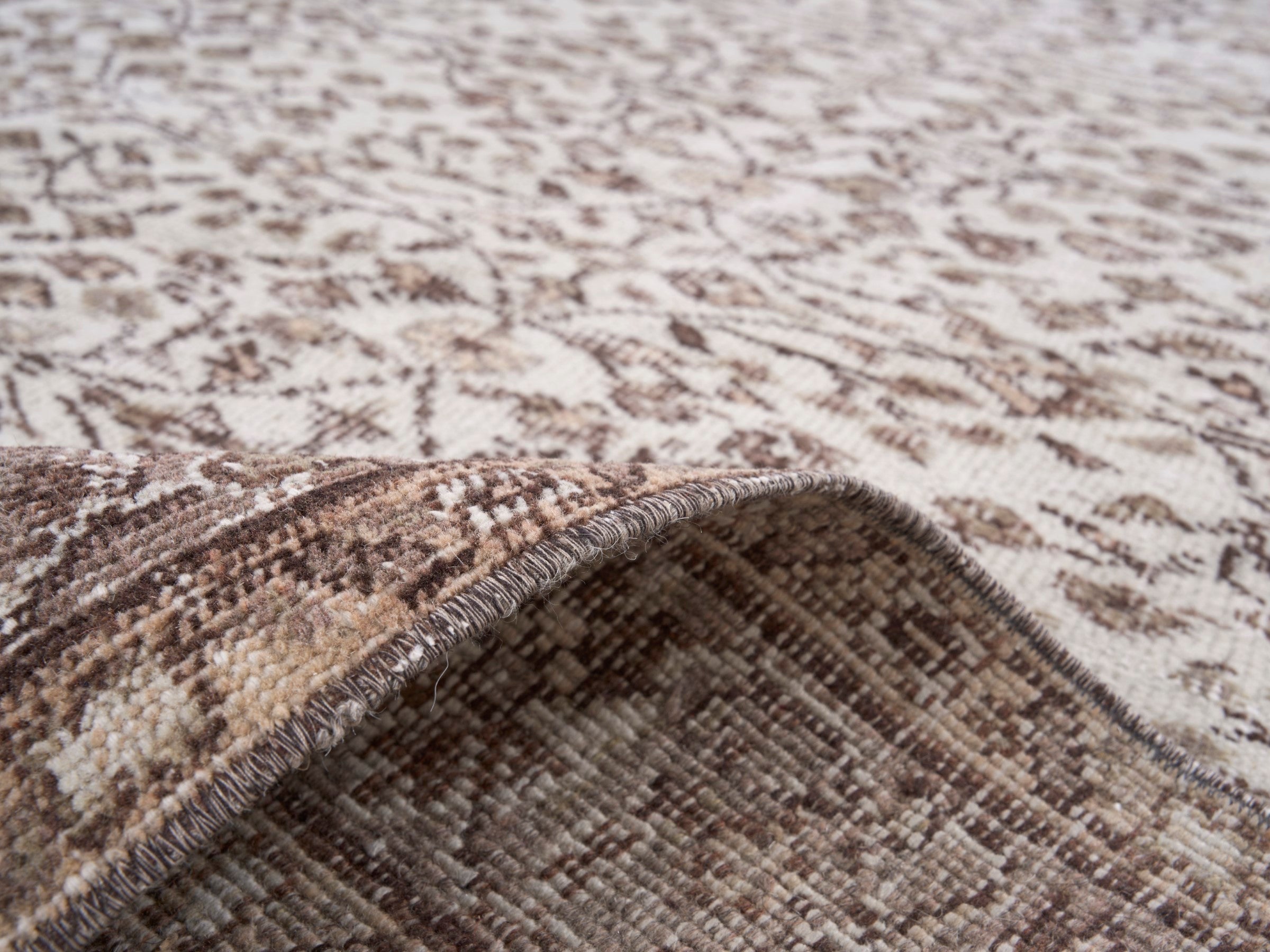 Turkish Isparta area rug in greige and taupe, view 9 of 10
