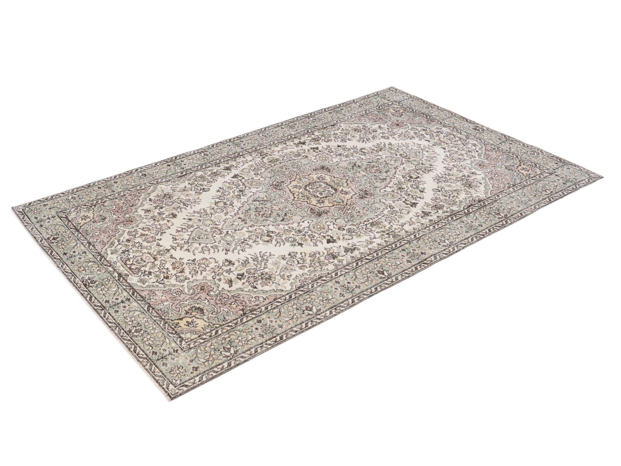 Turkish Isparta area rug in cream and greige, view 3 of 10