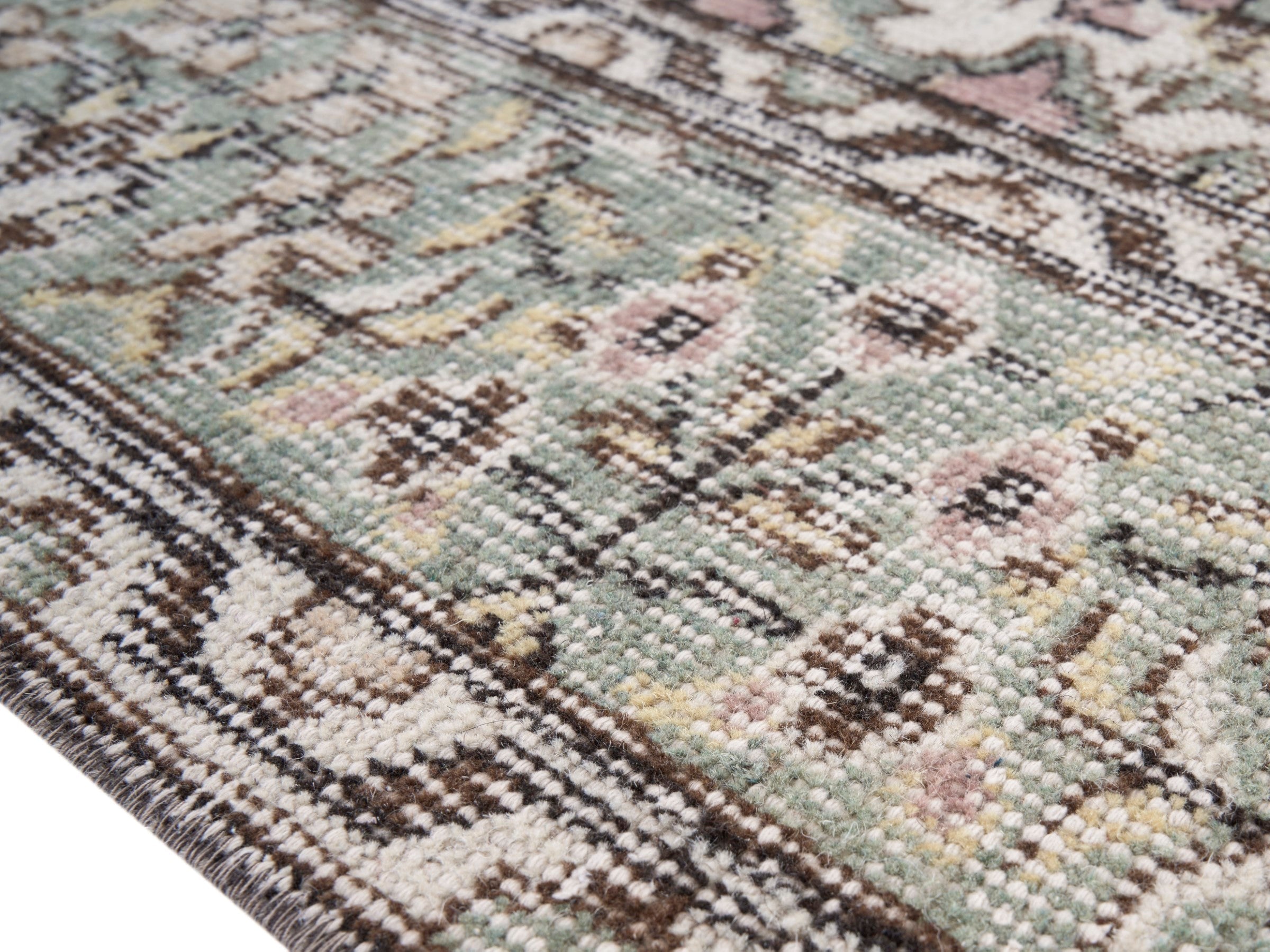 Turkish Isparta area rug in cream and greige, view 6 of 10
