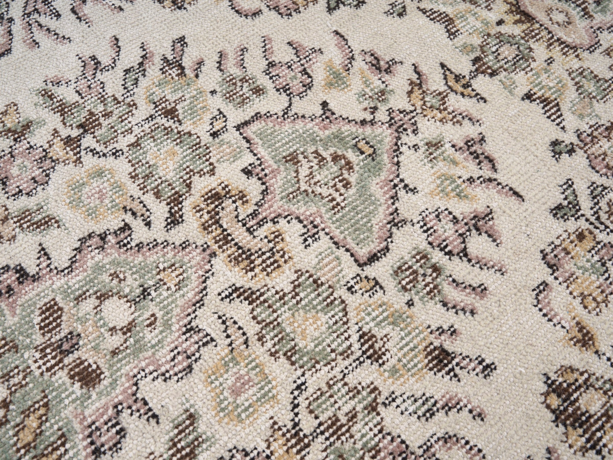 Turkish Isparta area rug in cream and greige, view 7 of 10