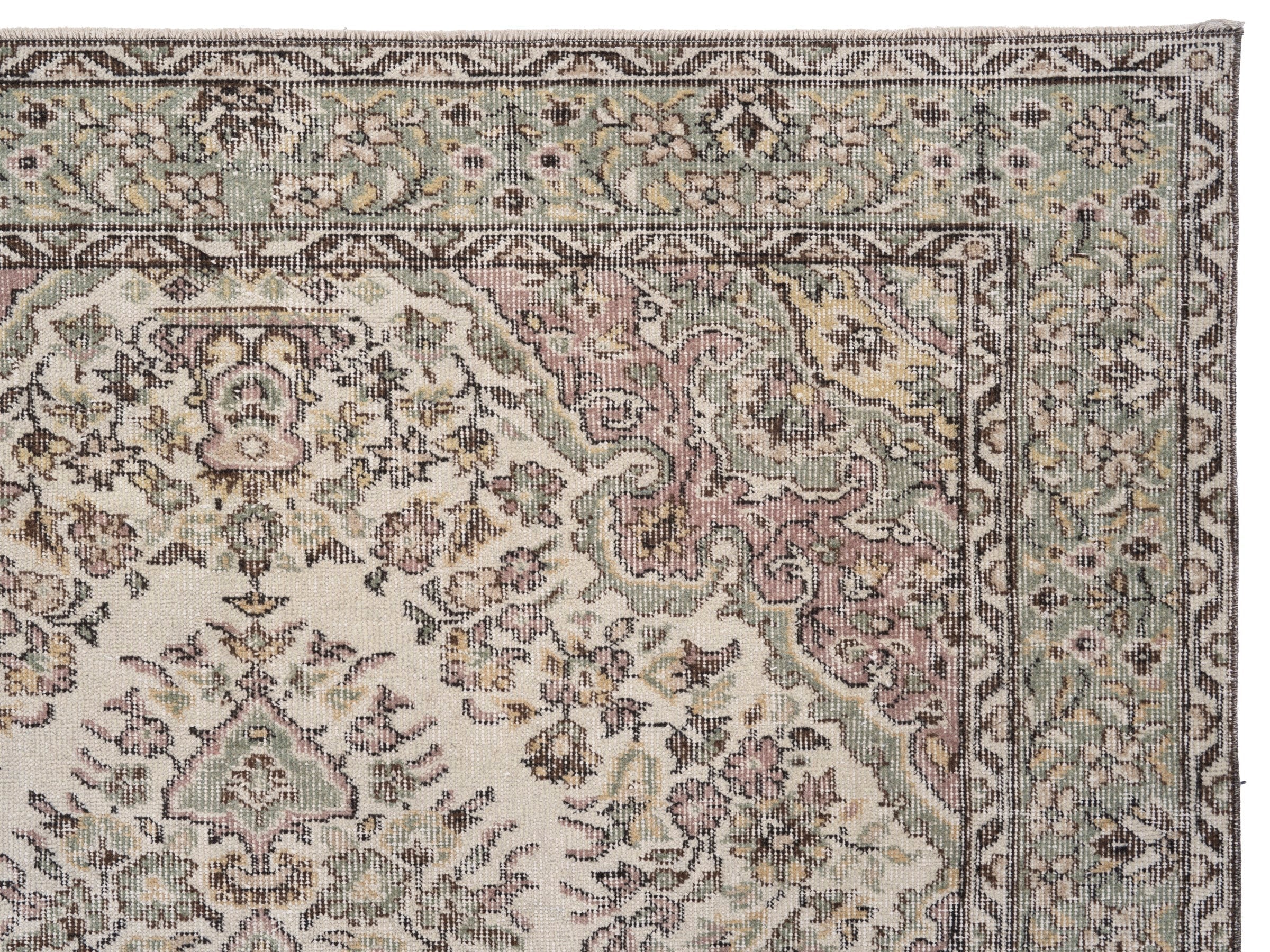 Turkish Isparta area rug in cream and greige, view 8 of 10