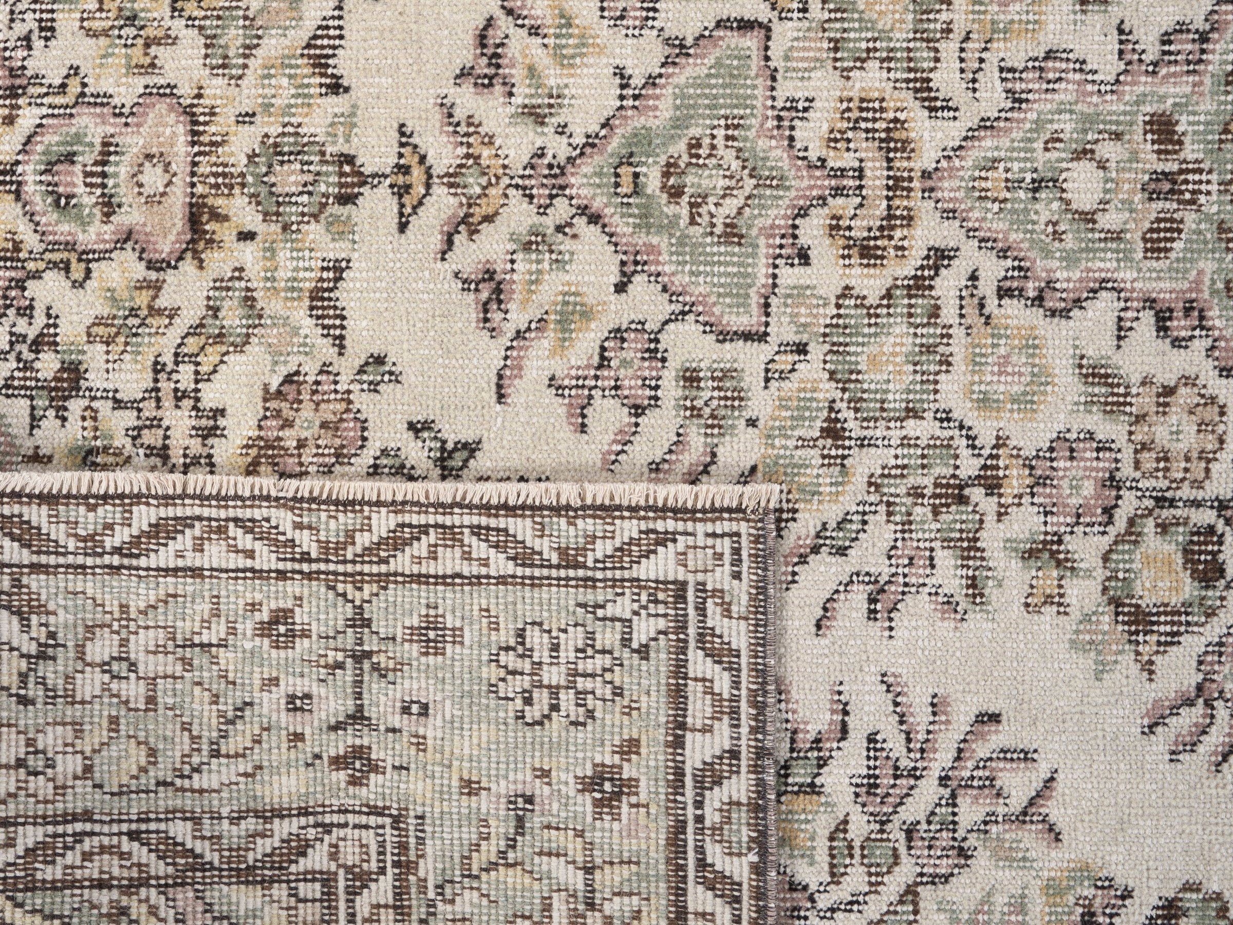 Turkish Isparta area rug in cream and greige, view 10 of 10