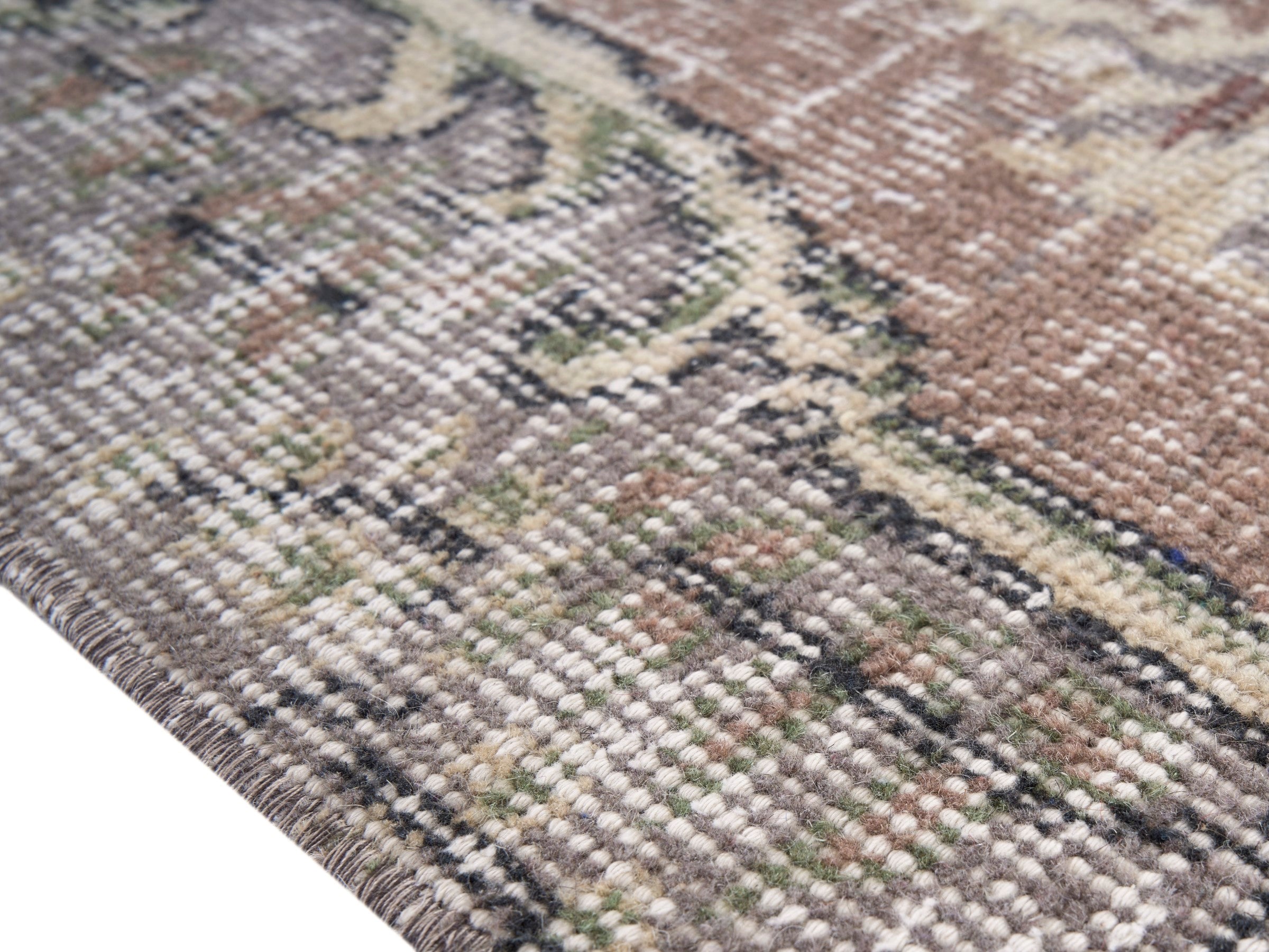Turkish Isparta area rug in cream and muted pink, view 6 of 10