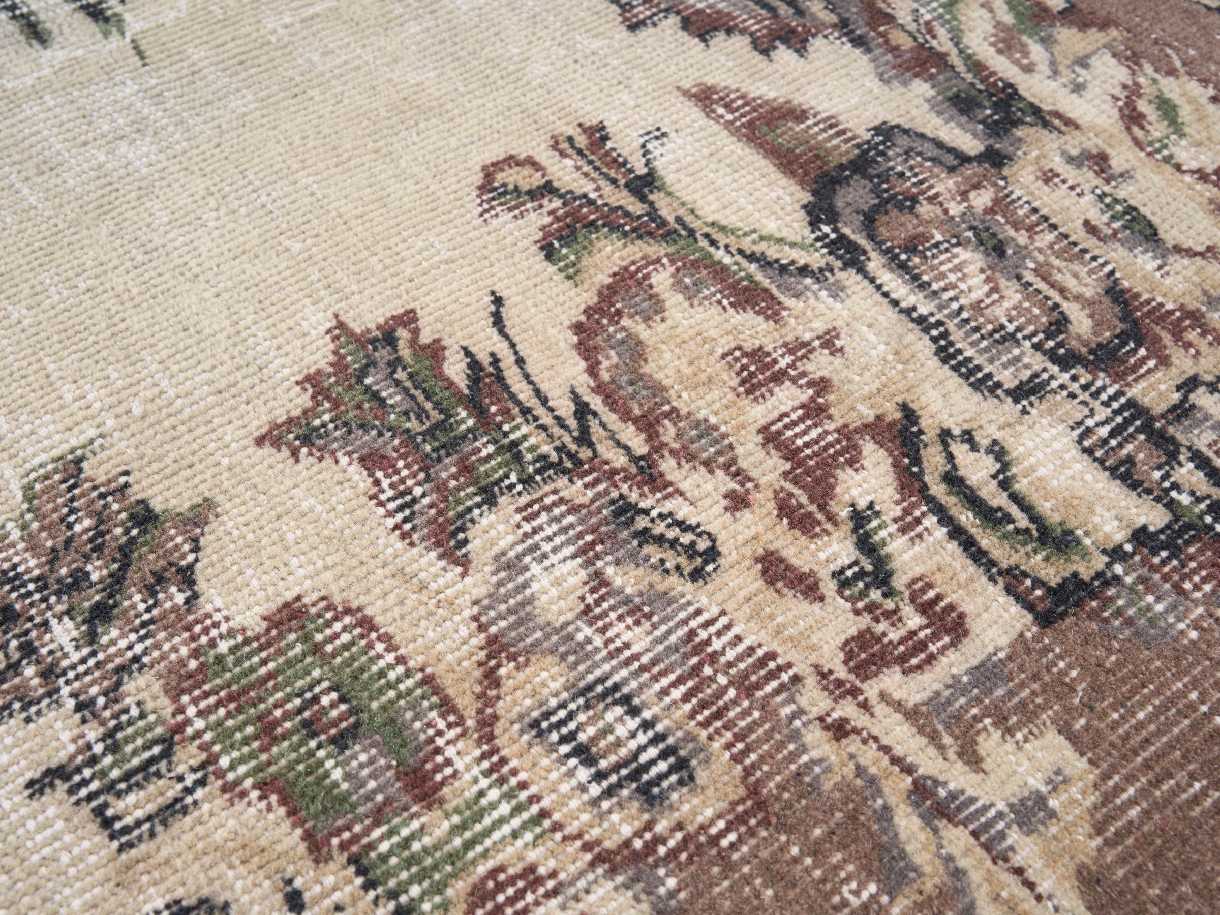 Turkish Isparta area rug in cream and muted pink, view 7 of 10