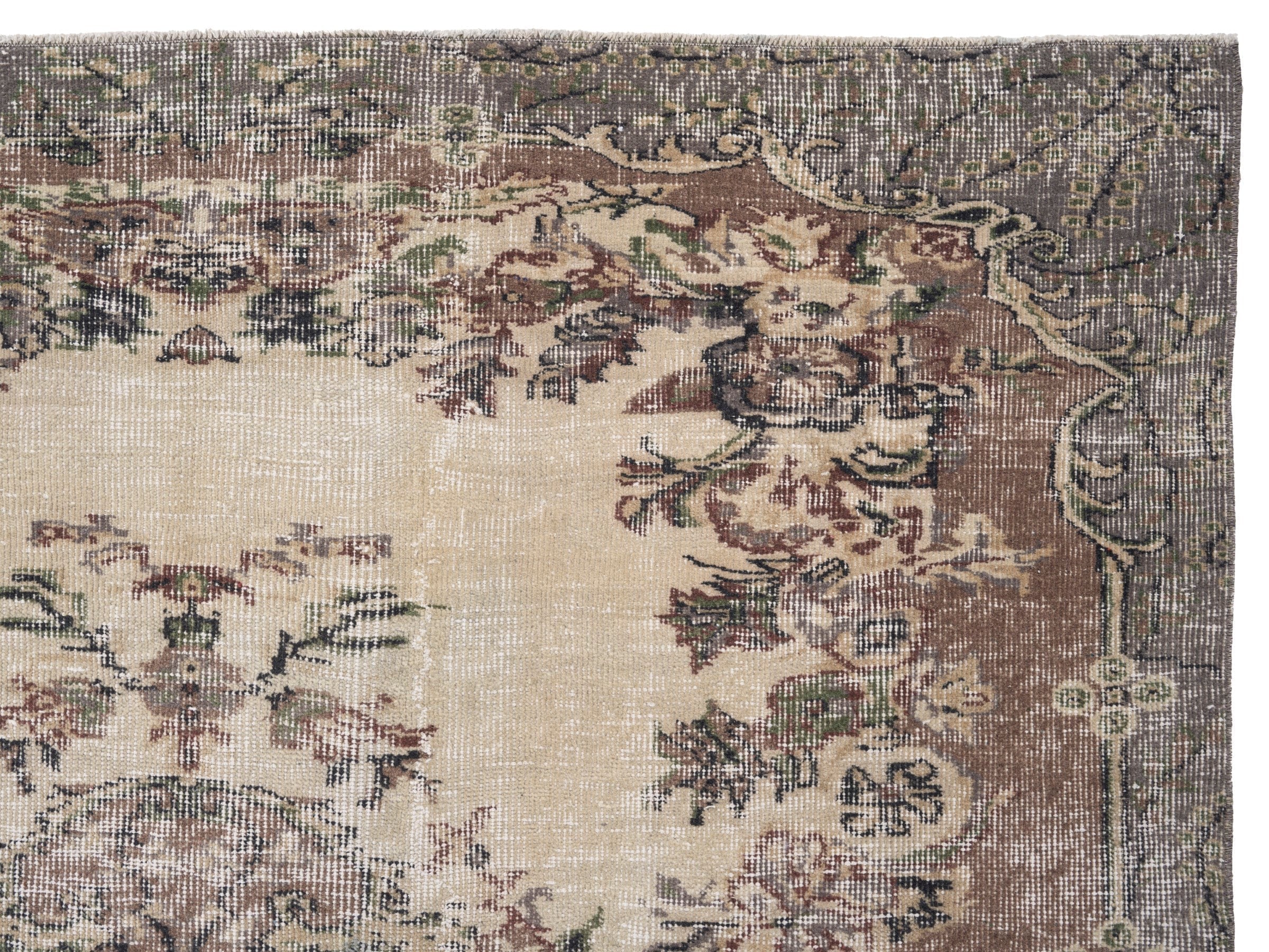 Turkish Isparta area rug in cream and muted pink, view 8 of 10