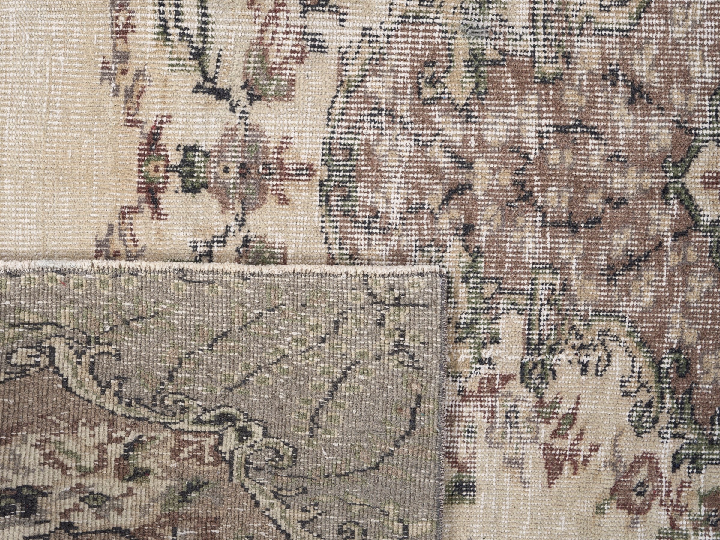 Turkish Isparta area rug in cream and muted pink, view 10 of 10