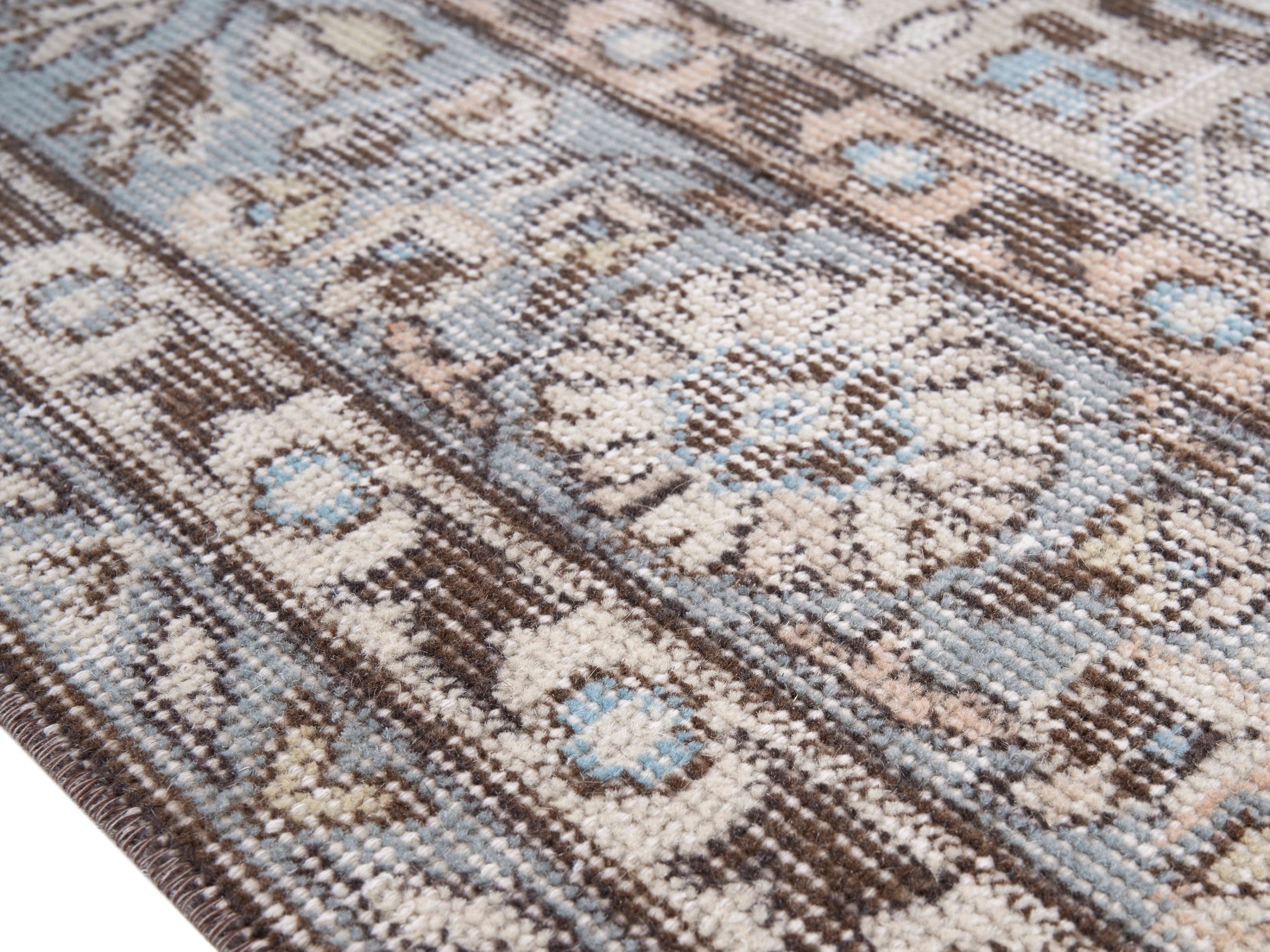 Turkish Isparta area rug in cream and taupe, view 6 of 10