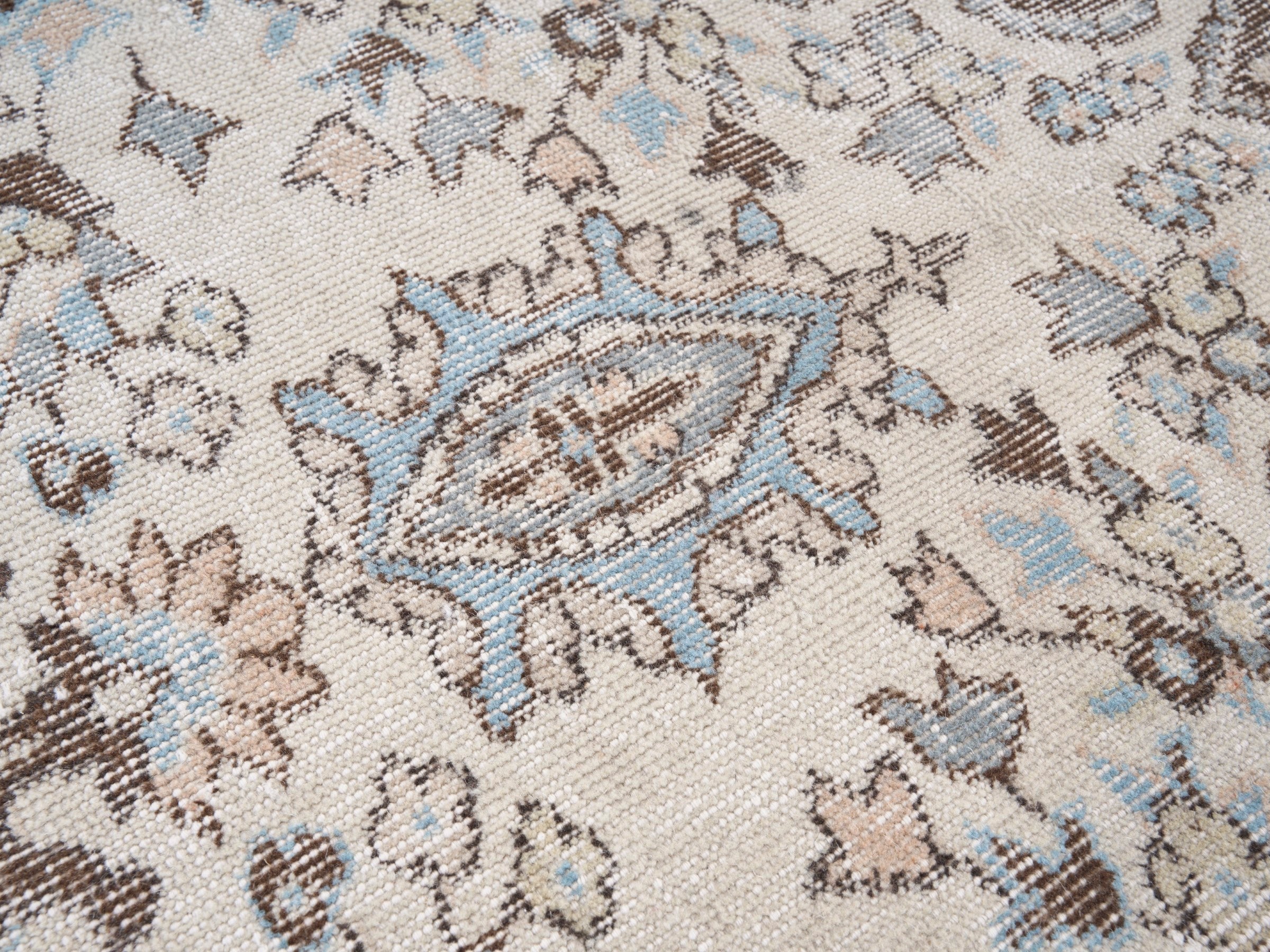 Turkish Isparta area rug in cream and taupe, view 7 of 10