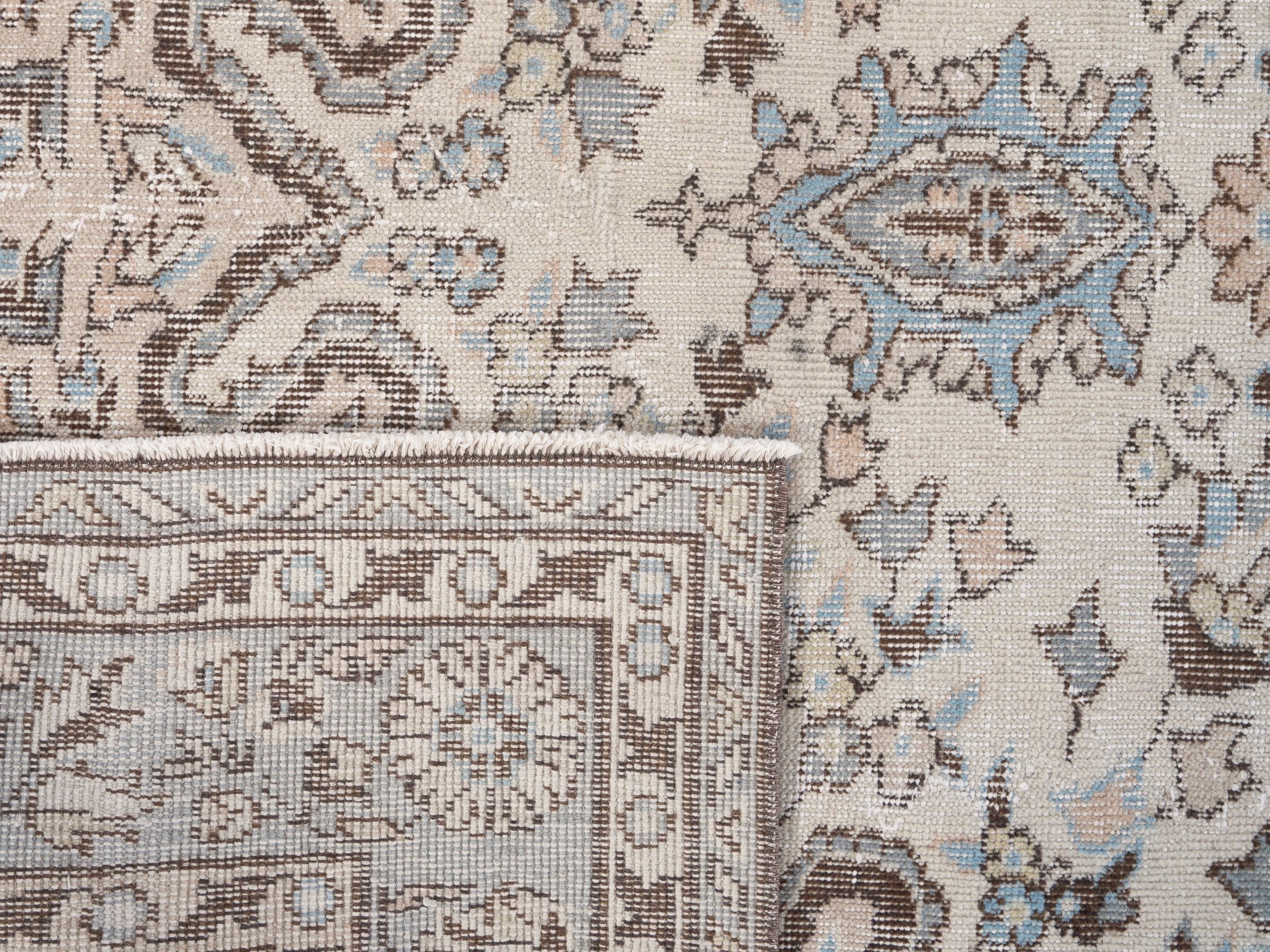 Turkish Isparta area rug in cream and taupe, view 10 of 10