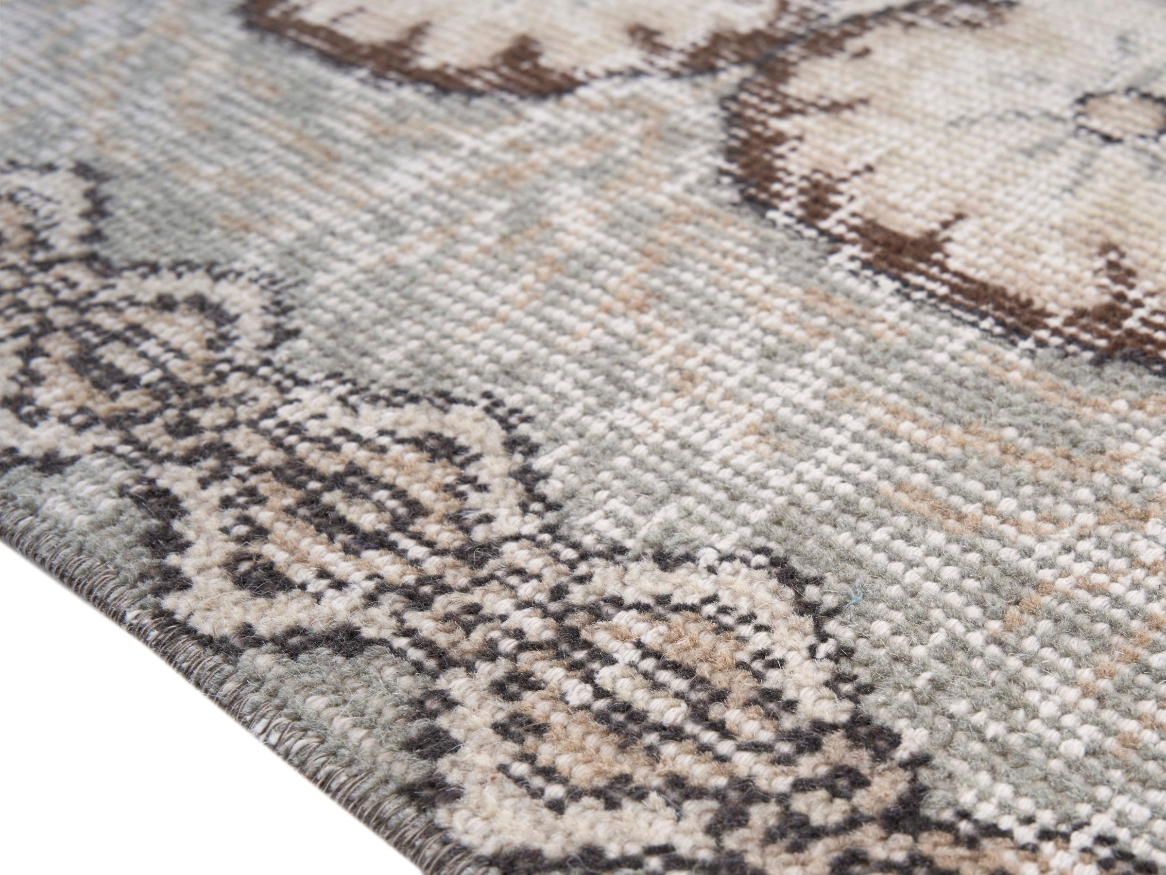 Turkish Isparta area rug in cream and greige, view 6 of 10