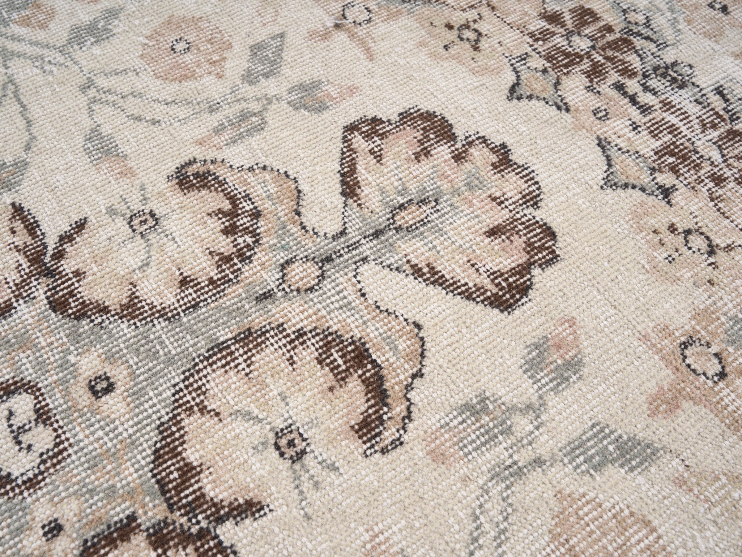 Turkish Isparta area rug in cream and greige, view 7 of 10