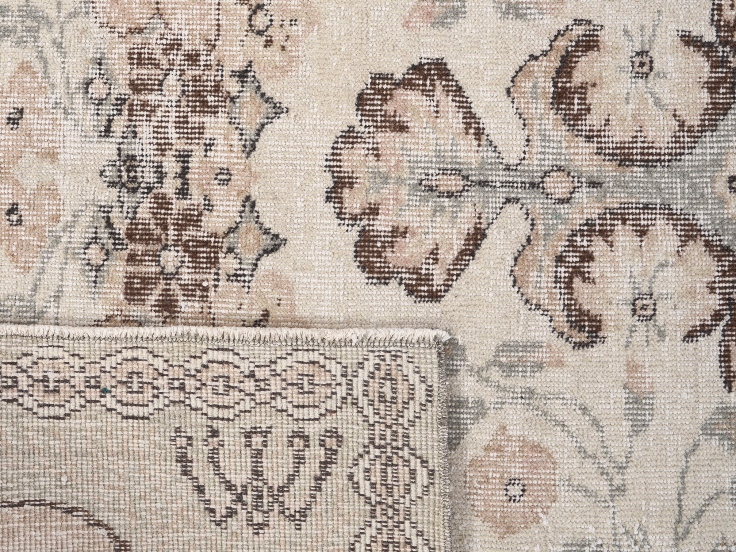 Turkish Isparta area rug in cream and greige, view 10 of 10