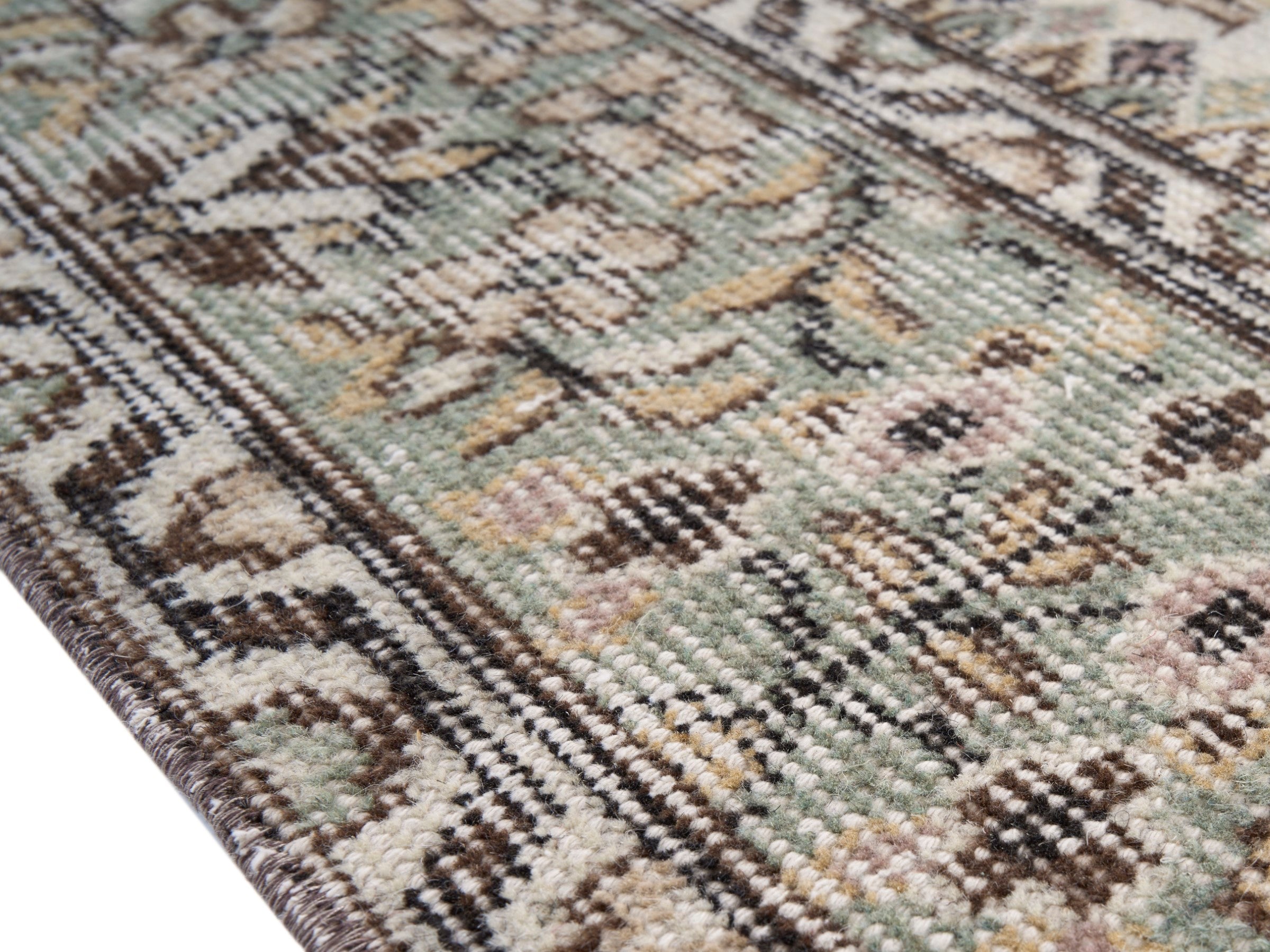 Turkish Isparta area rug in cream and taupe, view 6 of 10