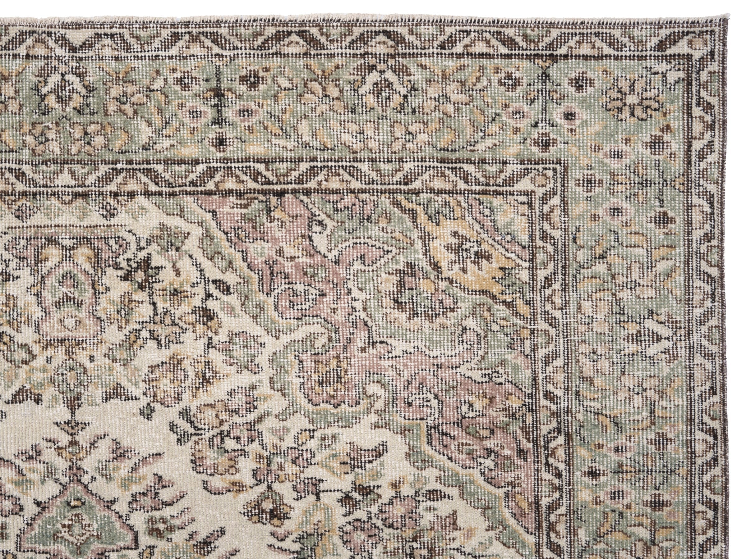 Turkish Isparta area rug in cream and taupe, view 8 of 10