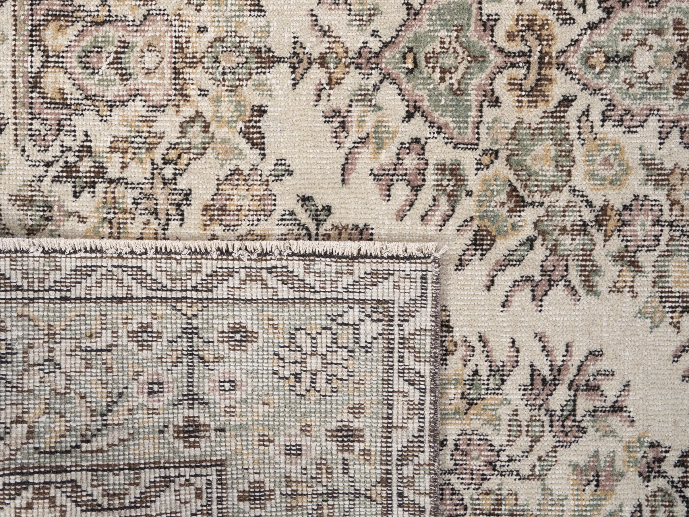 Turkish Isparta area rug in cream and taupe, view 10 of 10