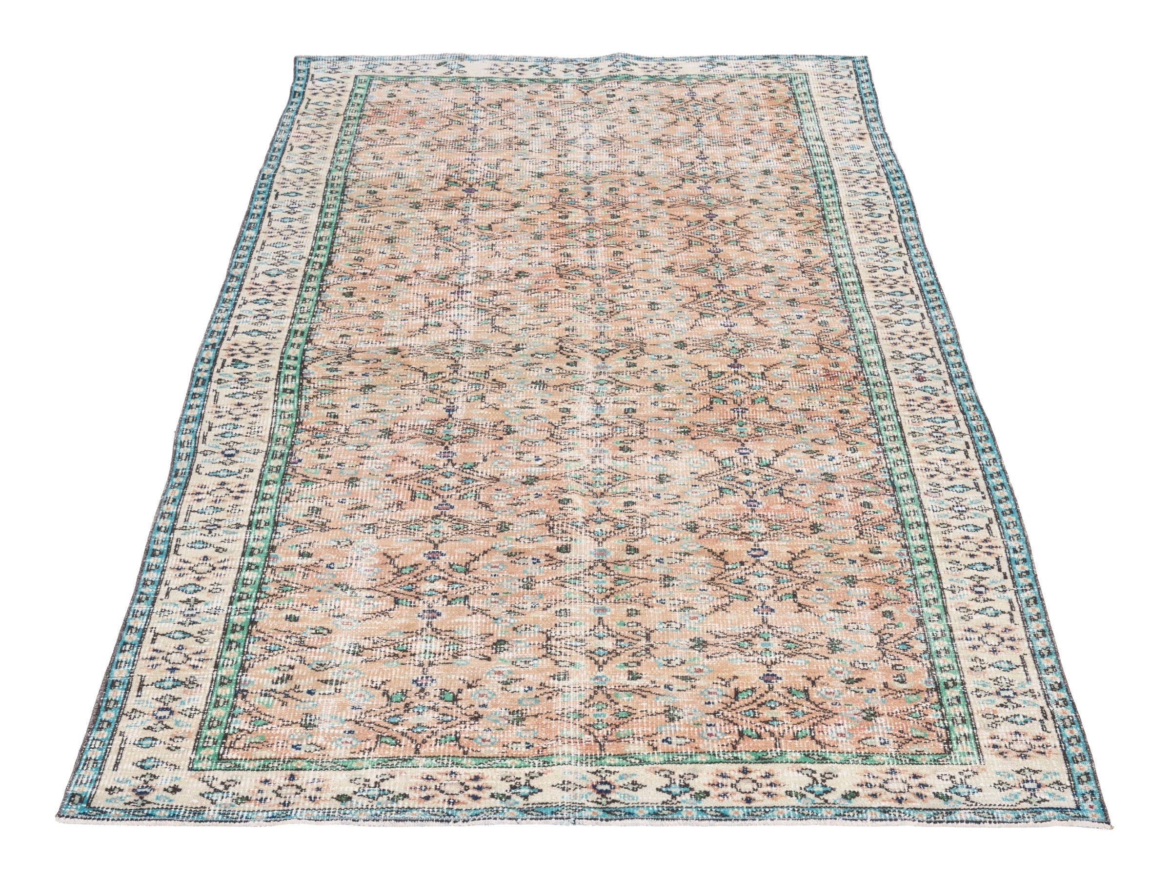 Turkish Manisa area rug in terracotta and cream, view 2 of 10