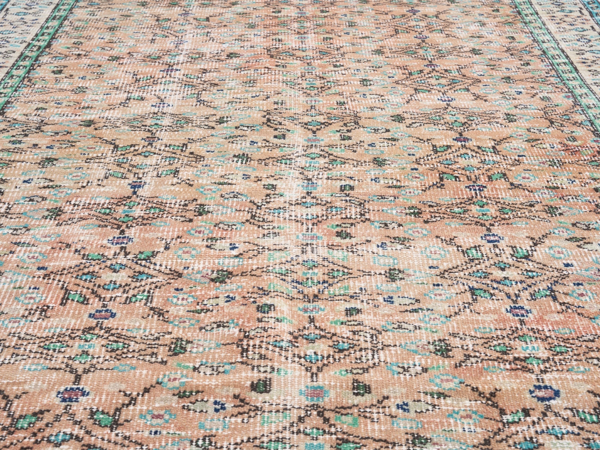 Turkish Manisa area rug in terracotta and cream, view 4 of 10