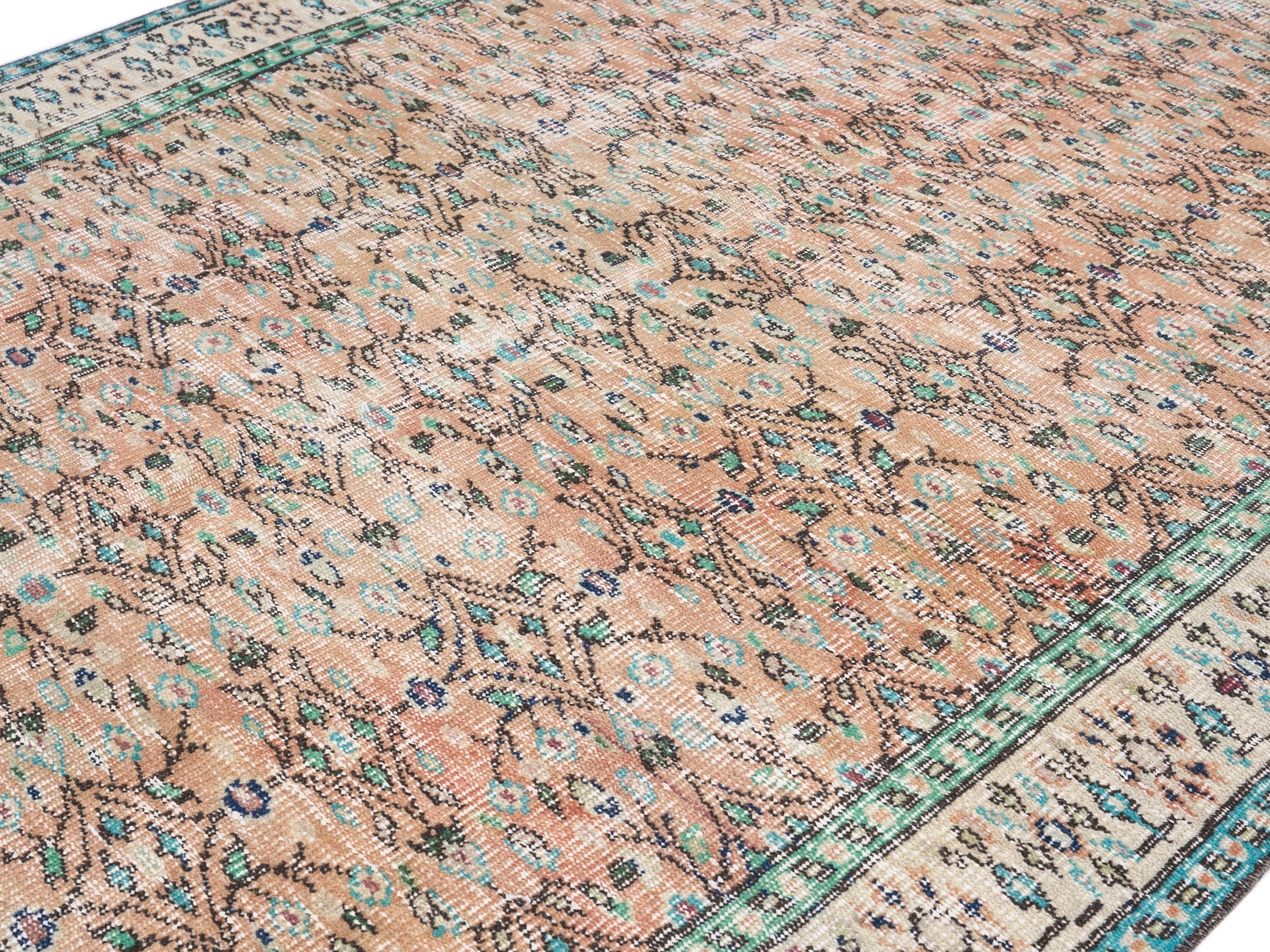 Turkish Manisa area rug in terracotta and cream, view 5 of 10