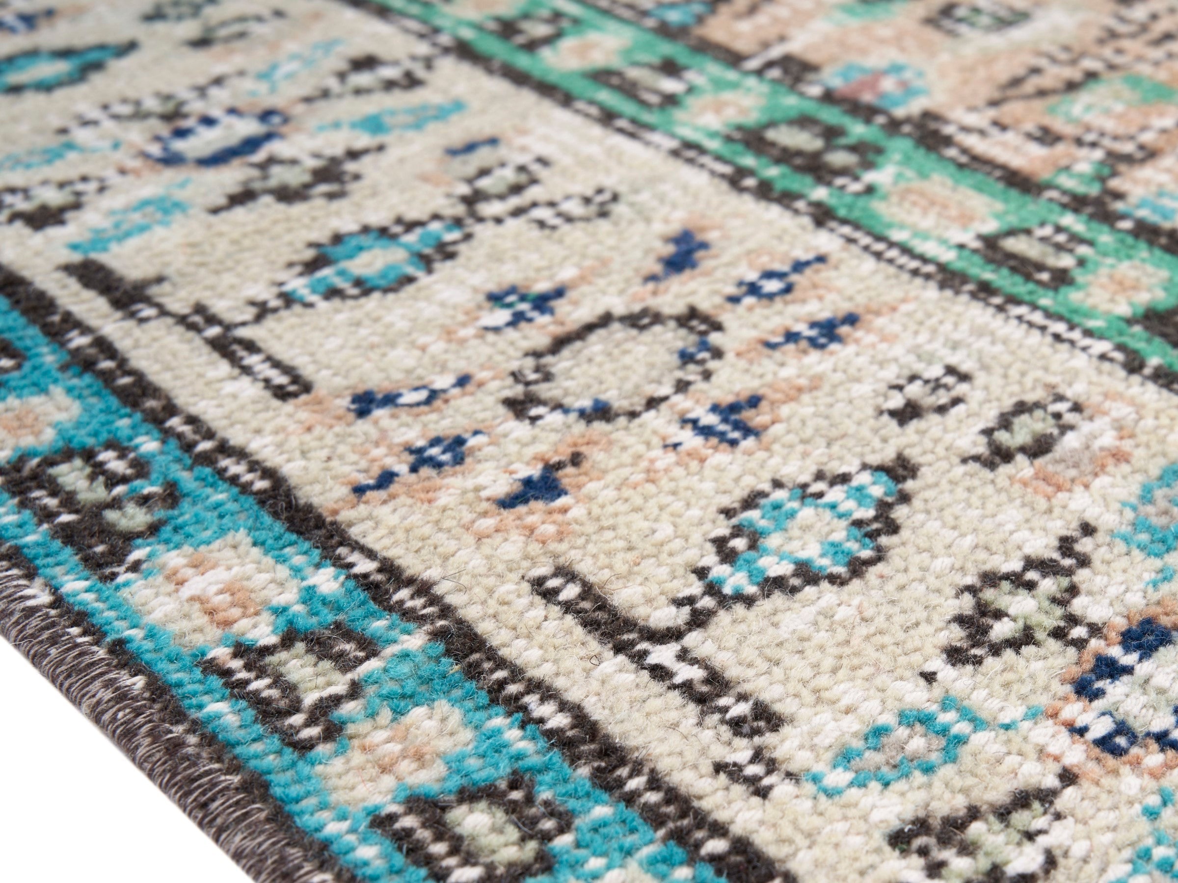 Turkish Manisa area rug in terracotta and cream, view 6 of 10