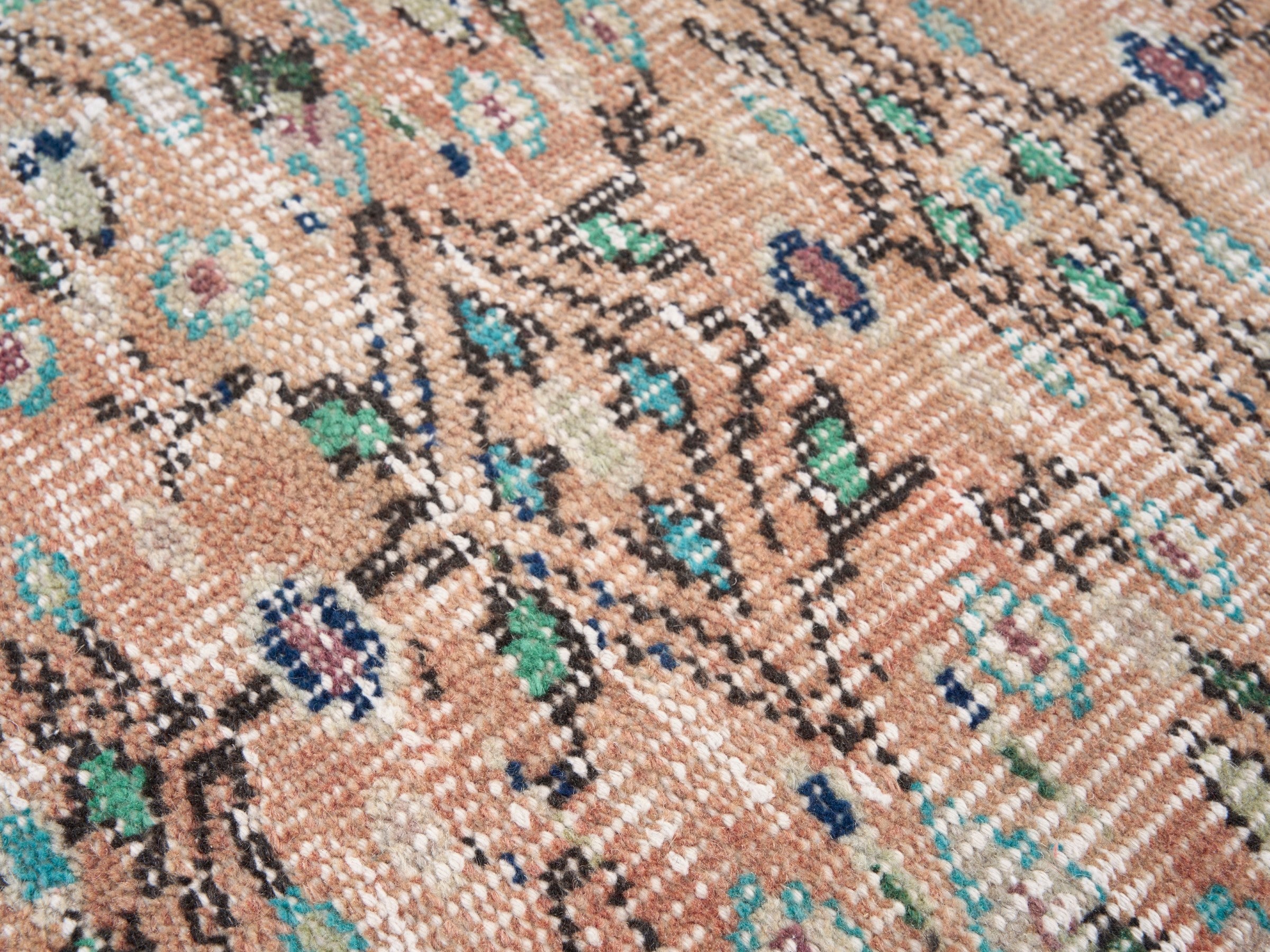 Turkish Manisa area rug in terracotta and cream, view 7 of 10