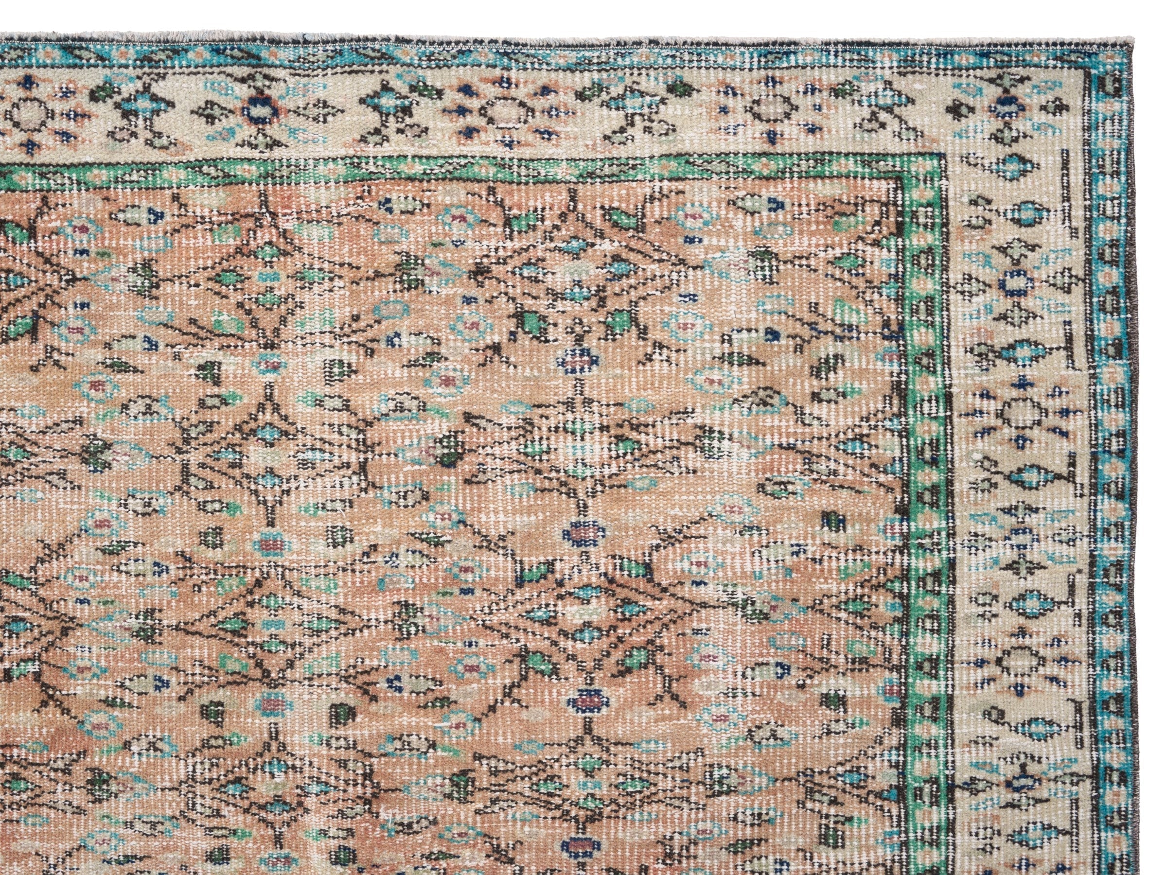Turkish Manisa area rug in terracotta and cream, view 8 of 10