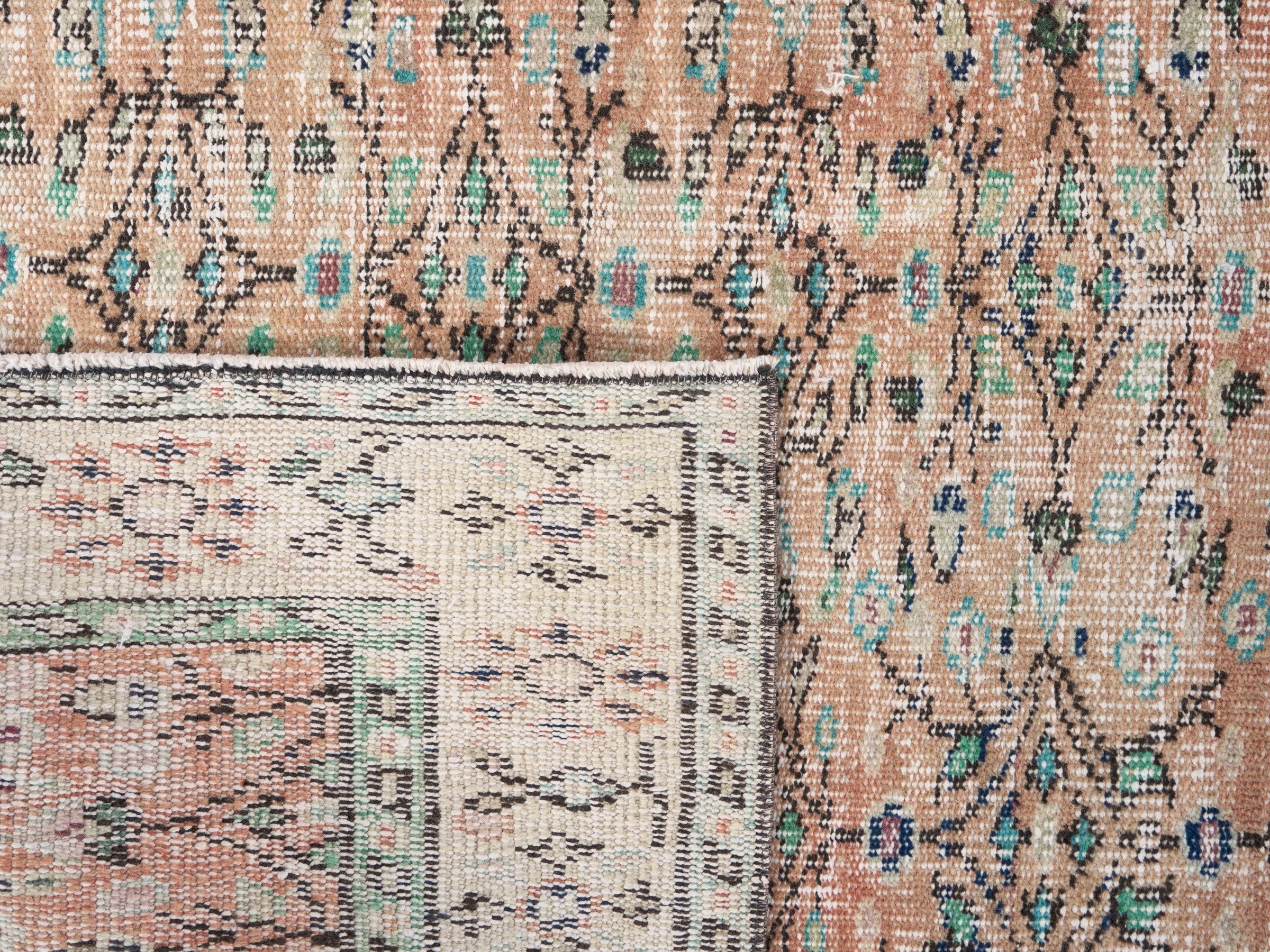 Turkish Manisa area rug in terracotta and cream, view 10 of 10