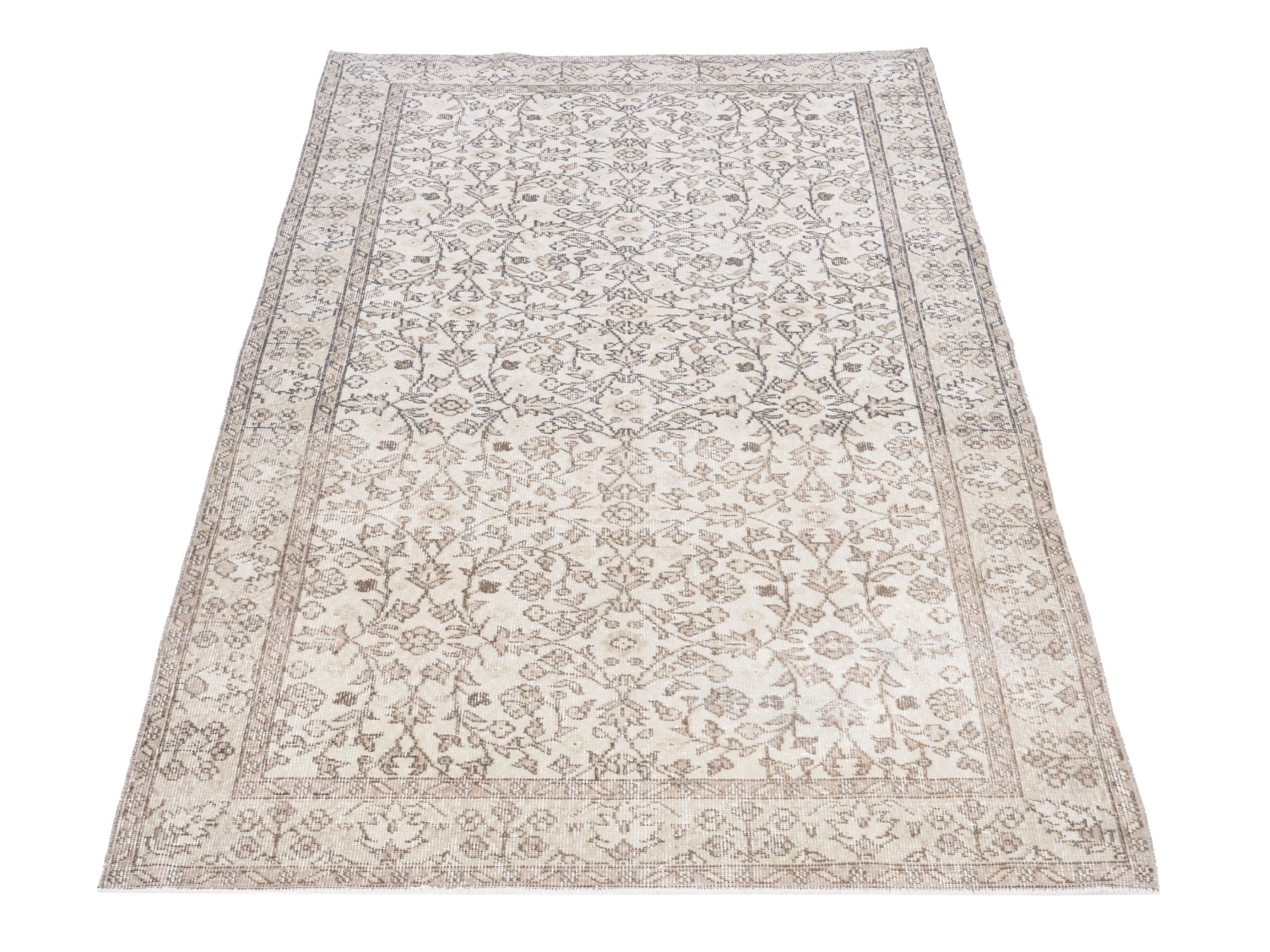 Turkish Isparta area rug in ivory and taupe, view 2 of 10