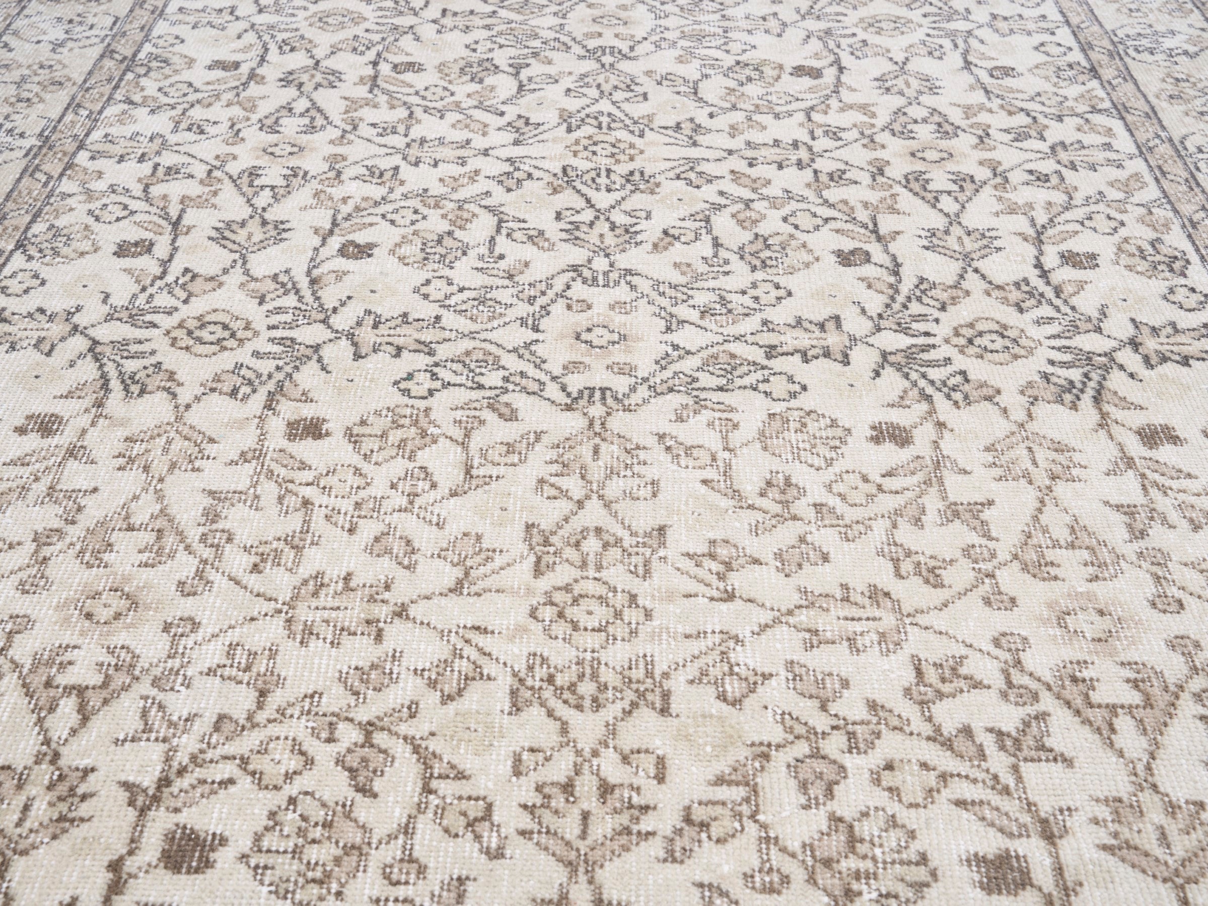 Turkish Isparta area rug in ivory and taupe, view 4 of 10