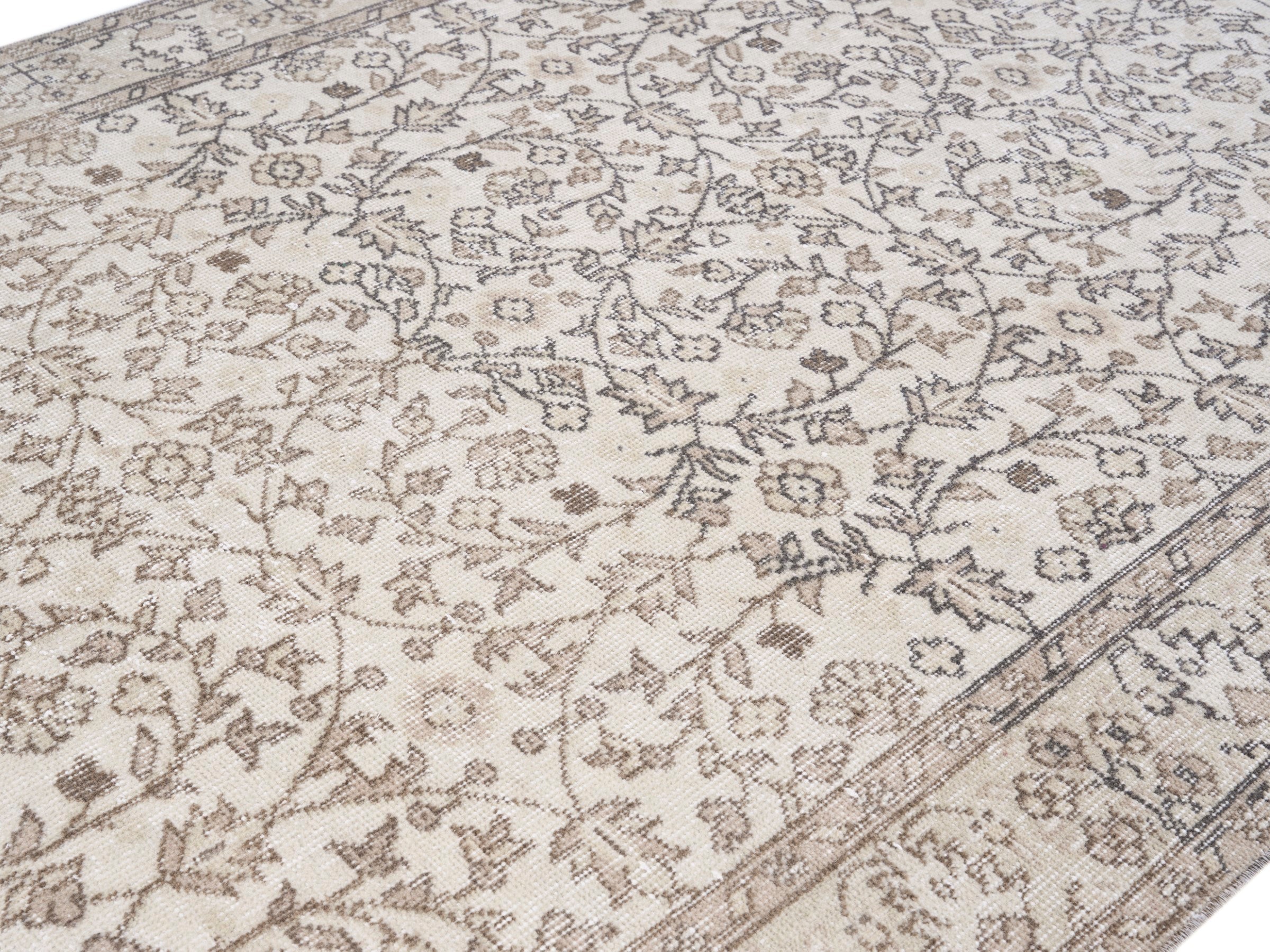 Turkish Isparta area rug in ivory and taupe, view 5 of 10