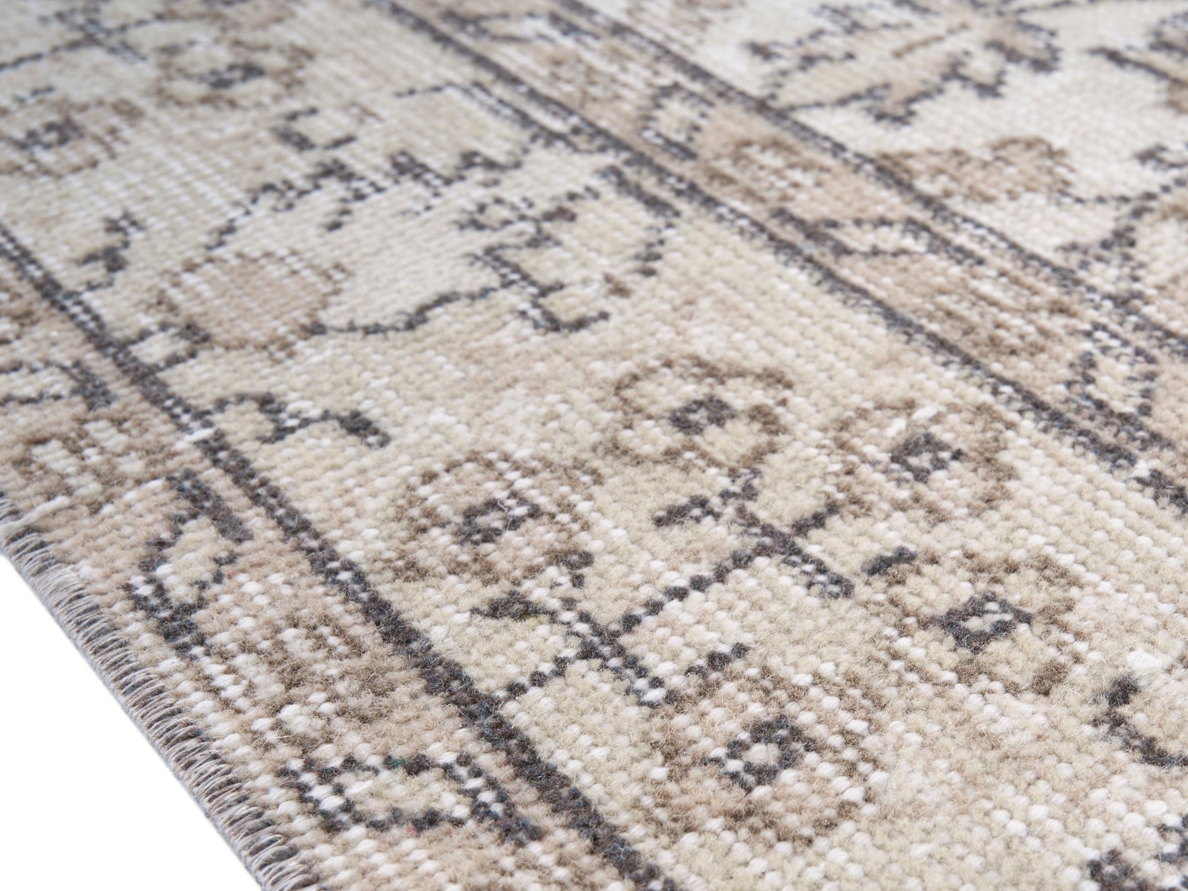 Turkish Isparta area rug in ivory and taupe, view 6 of 10