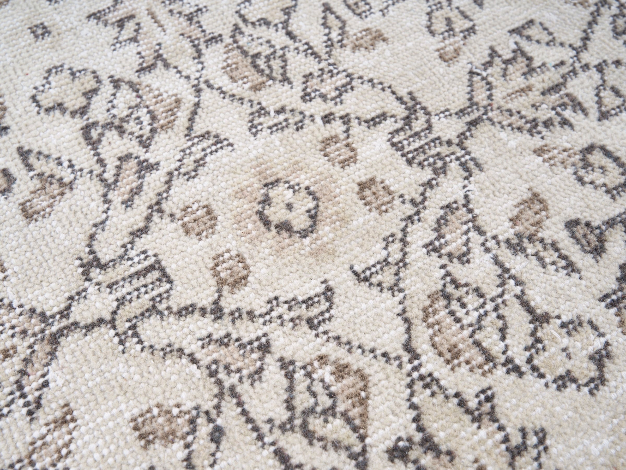 Turkish Isparta area rug in ivory and taupe, view 7 of 10