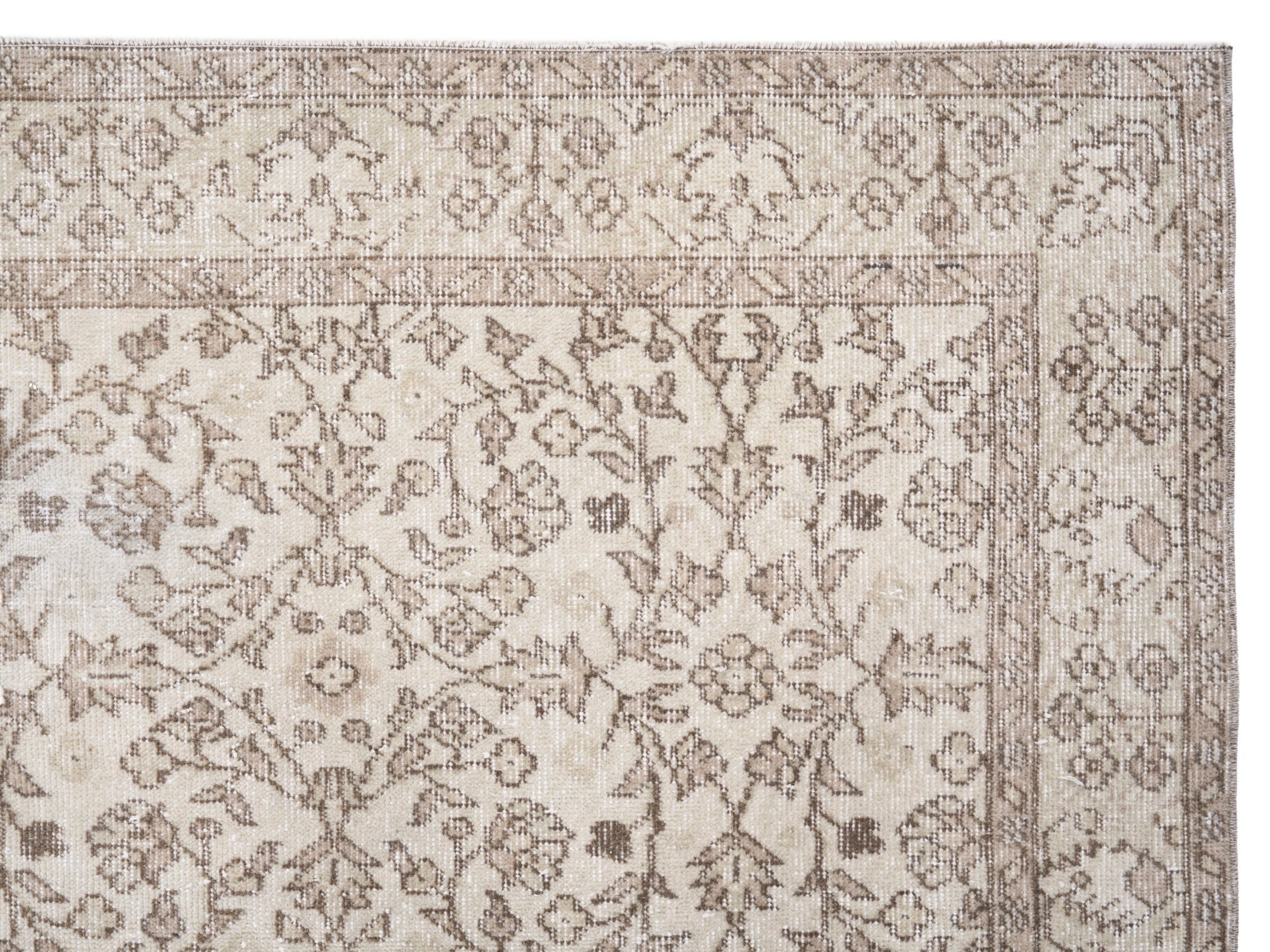 Turkish Isparta area rug in ivory and taupe, view 8 of 10