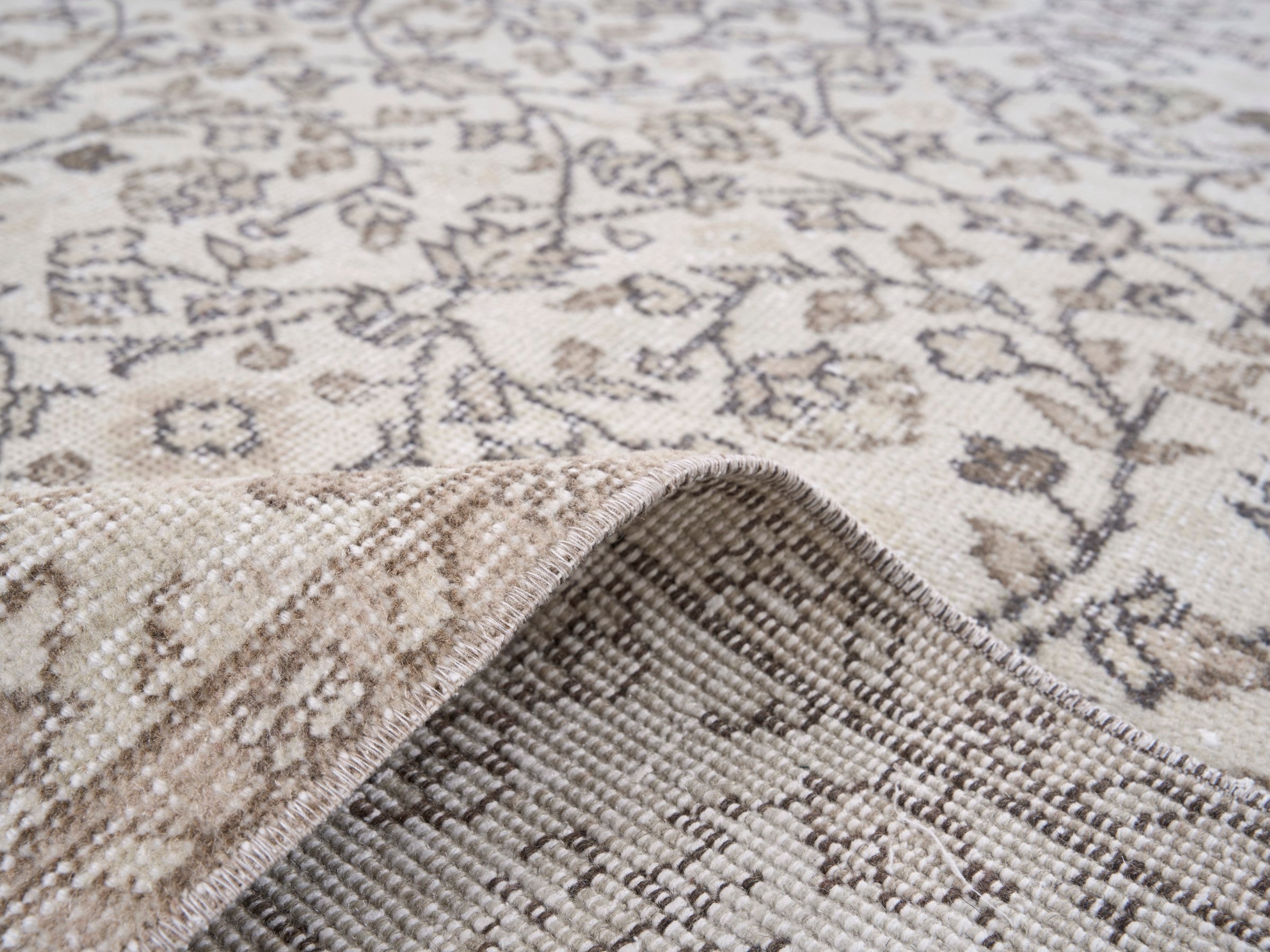 Turkish Isparta area rug in ivory and taupe, view 9 of 10