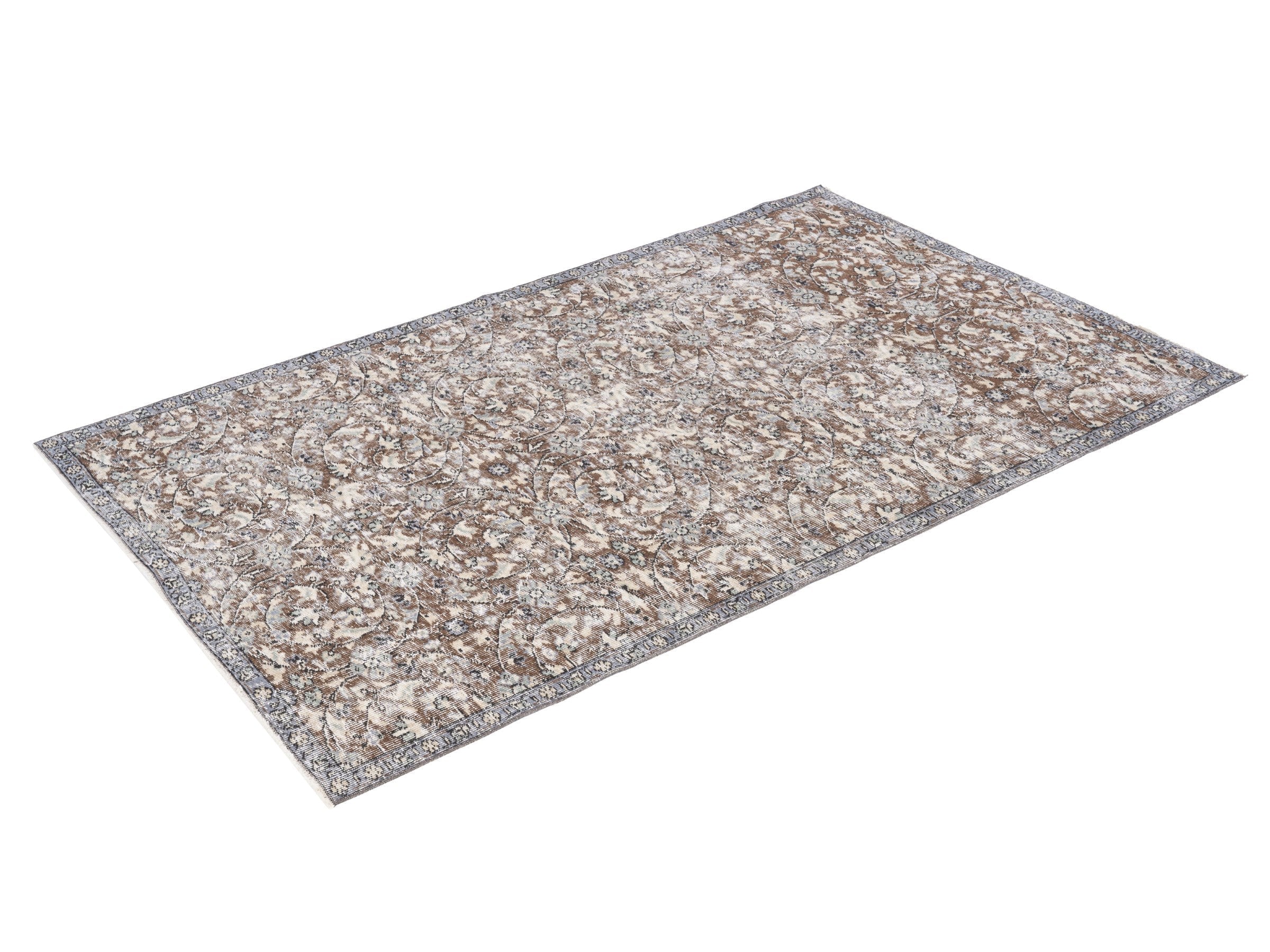 Turkish Isparta area rug in taupe and greige, view 3 of 10