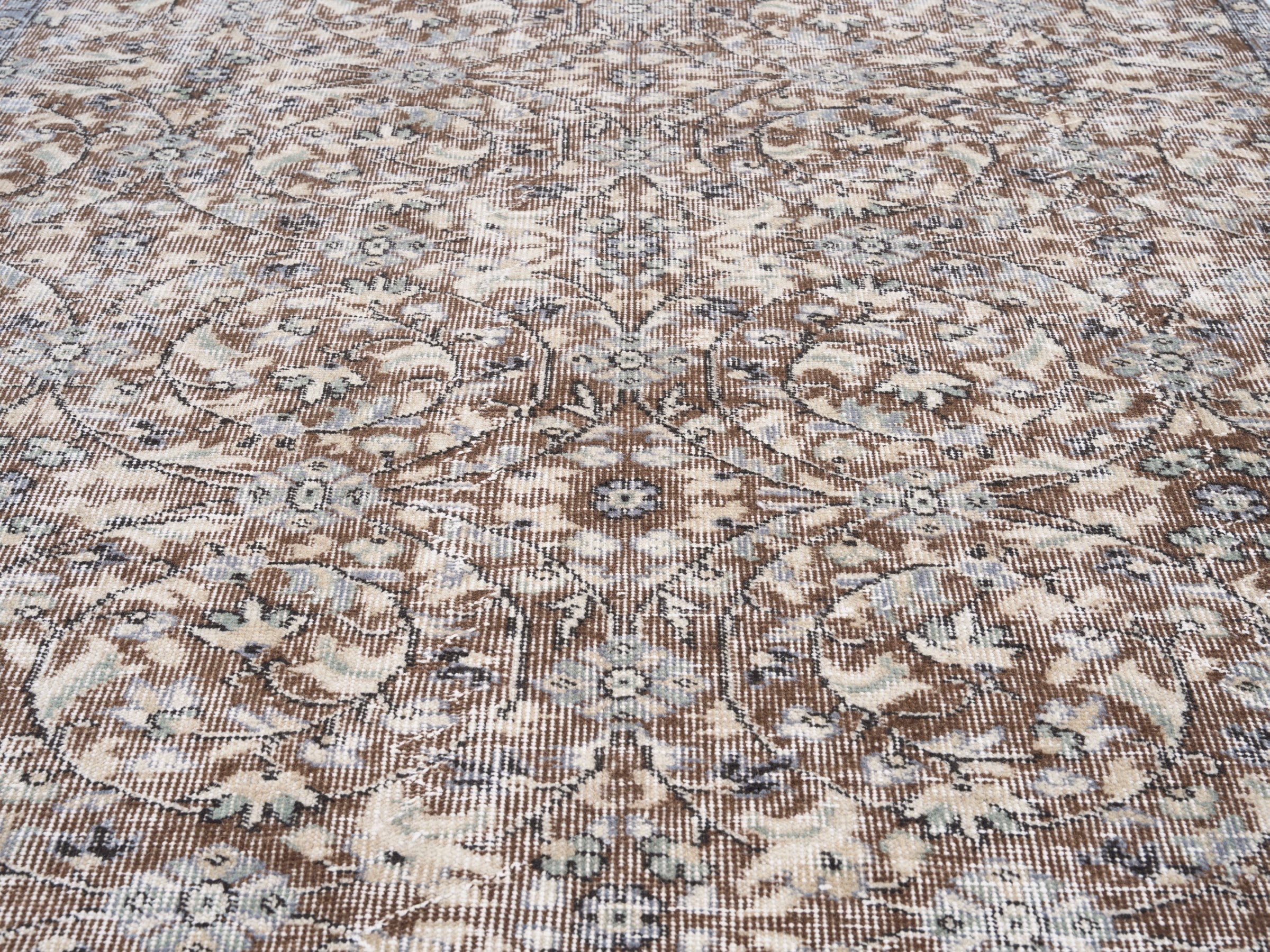Turkish Isparta area rug in taupe and greige, view 4 of 10