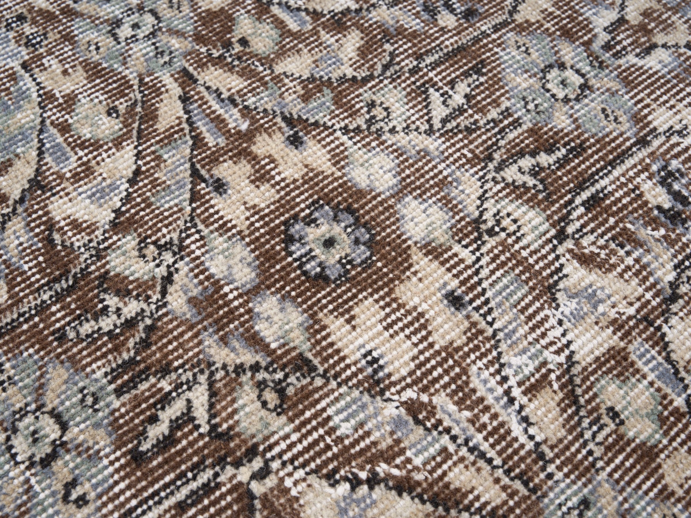 Turkish Isparta area rug in taupe and greige, view 7 of 10