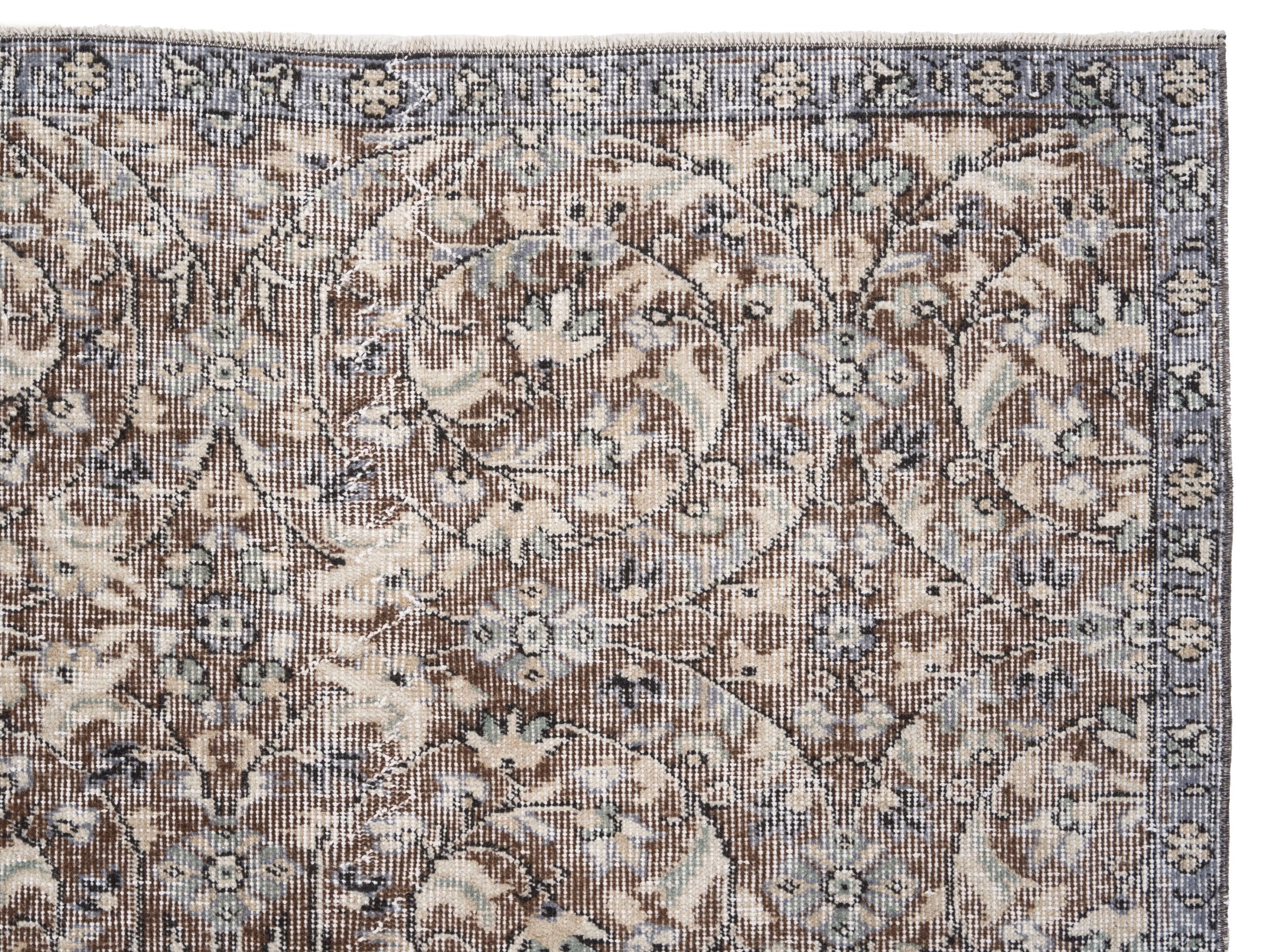 Turkish Isparta area rug in taupe and greige, view 8 of 10