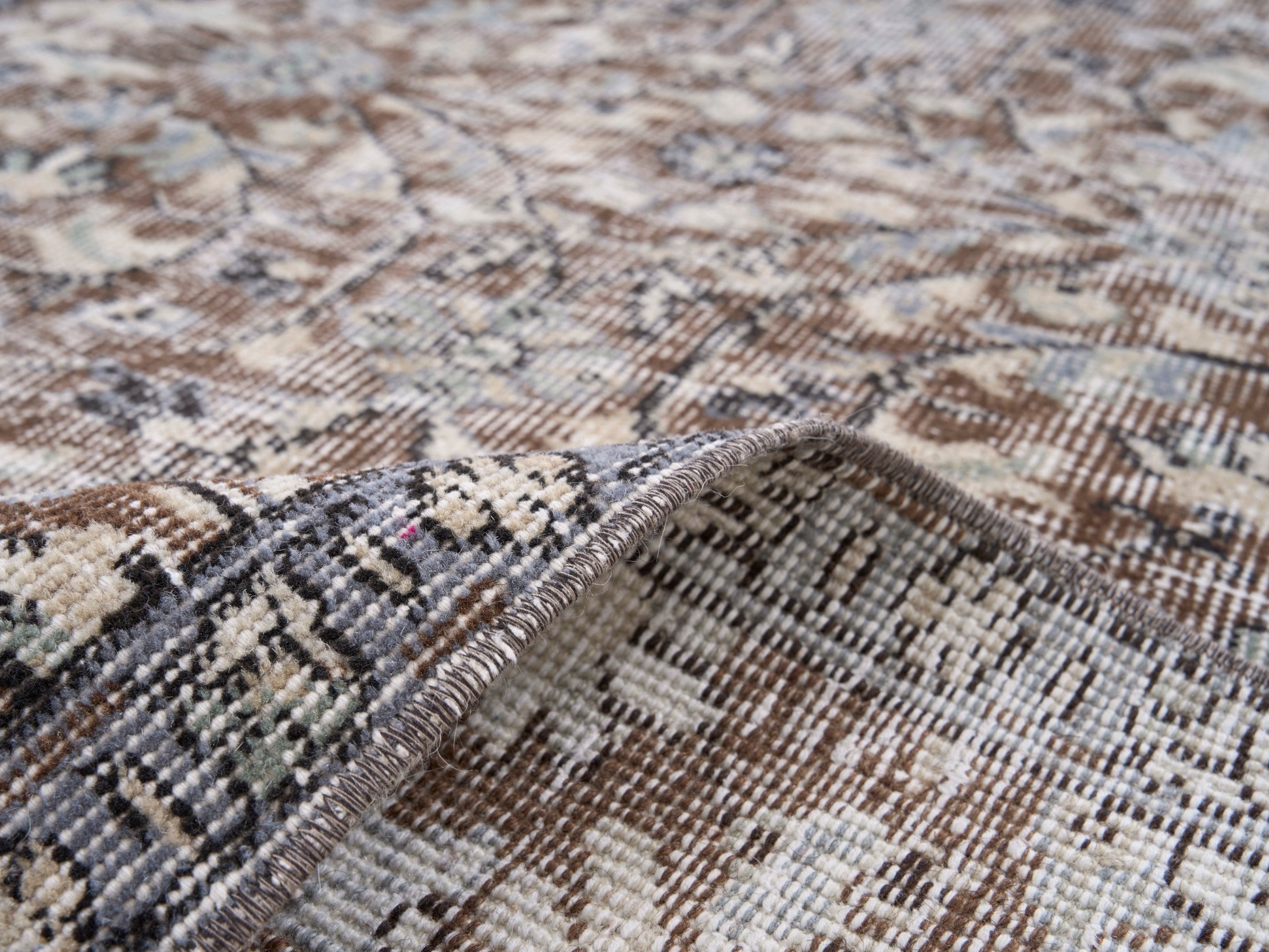 Turkish Isparta area rug in taupe and greige, view 9 of 10