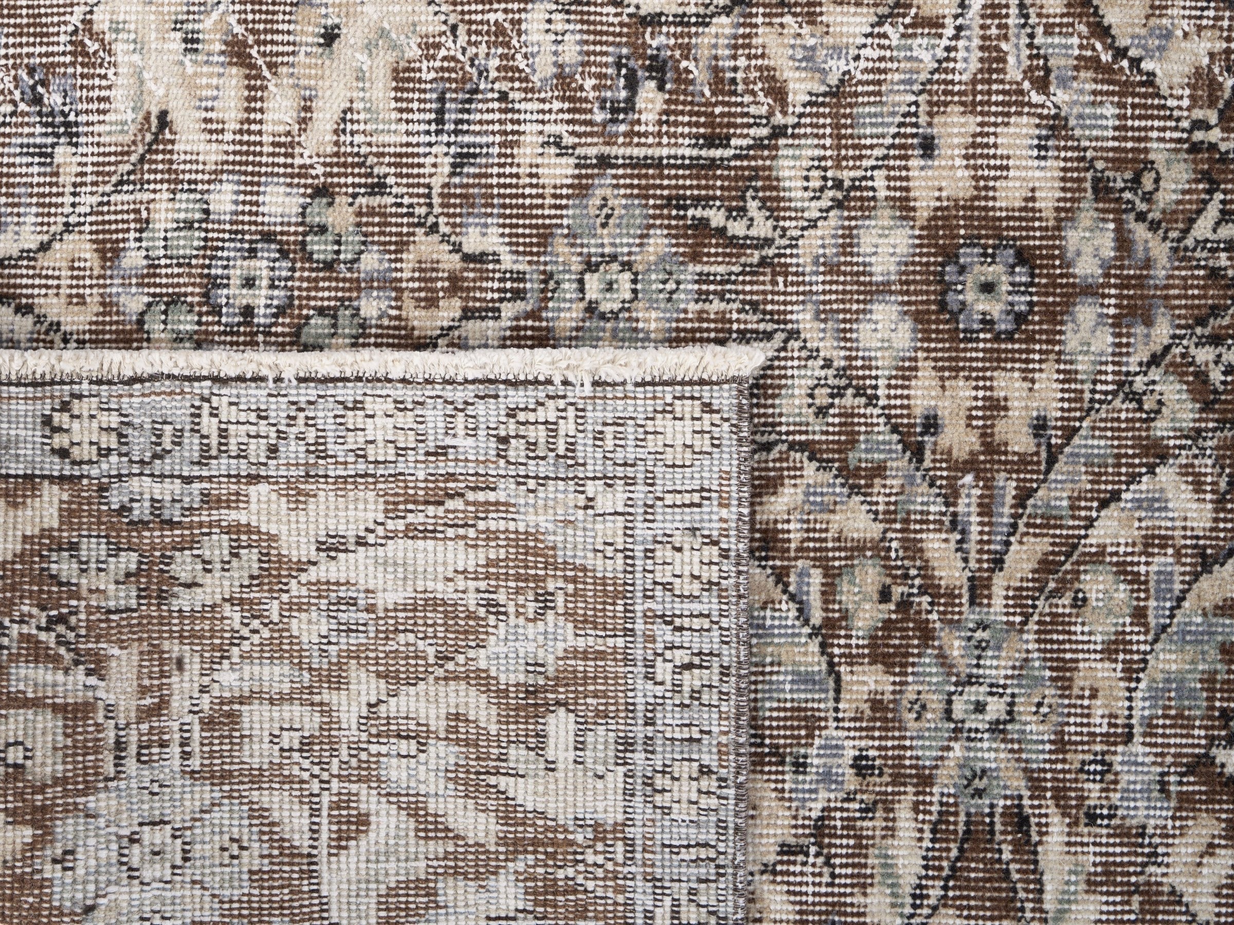 Turkish Isparta area rug in taupe and greige, view 10 of 10