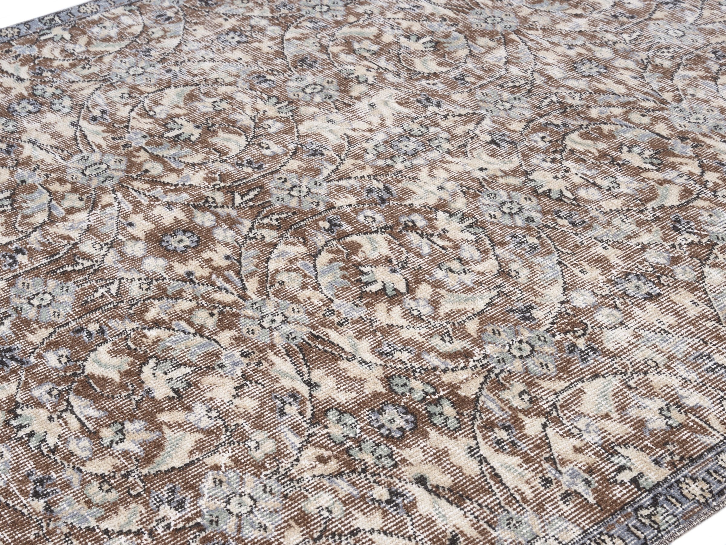 Turkish Isparta area rug in taupe and greige, view 5 of 10