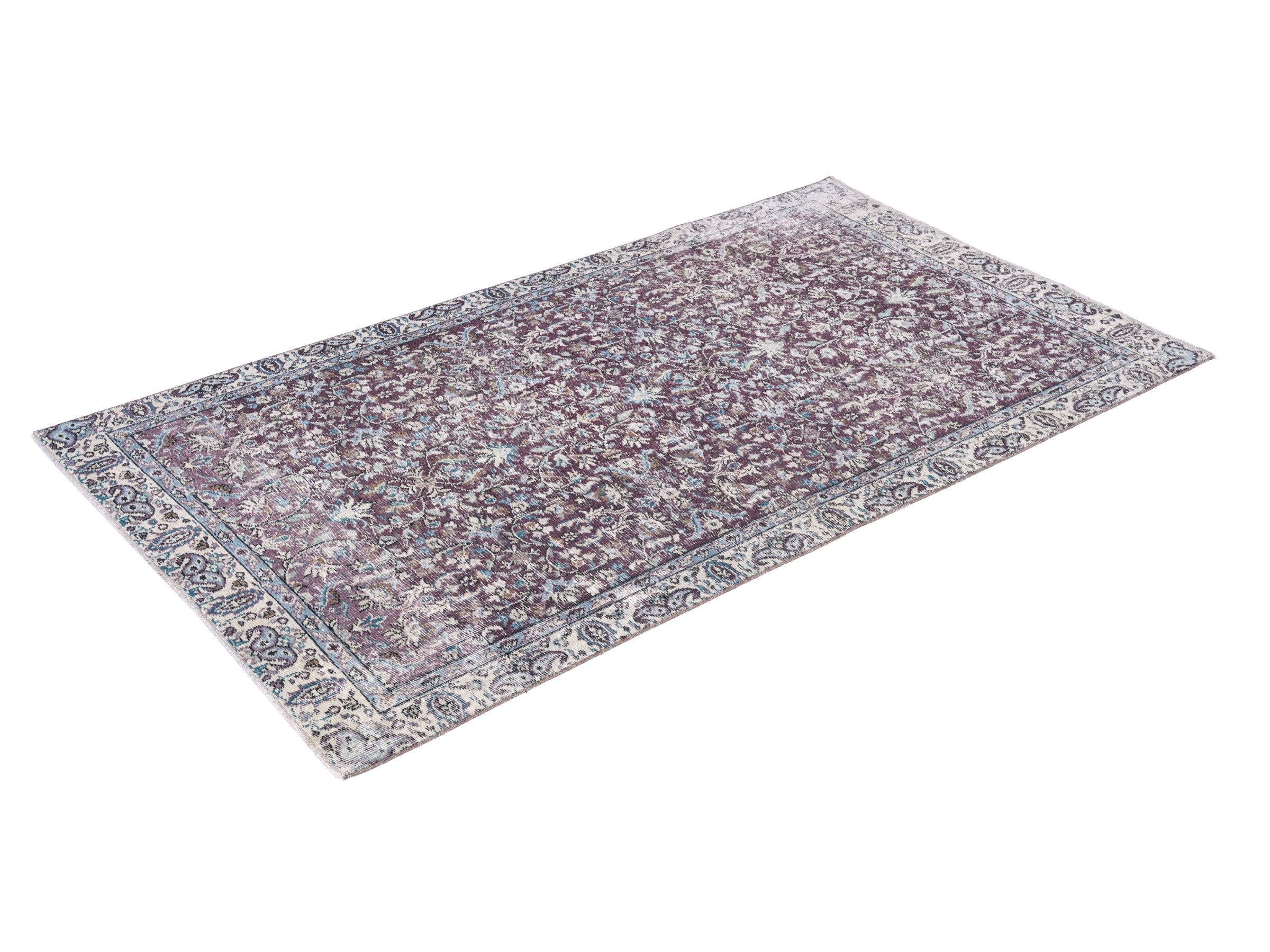 Turkish Isparta area rug in burgundy and dusty rose, view 3 of 10