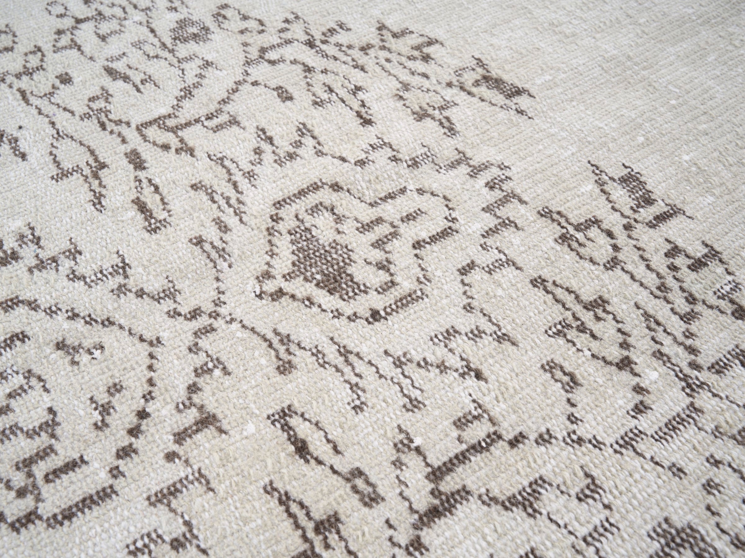 Turkish Manisa area rug in ivory and greige, view 7 of 10