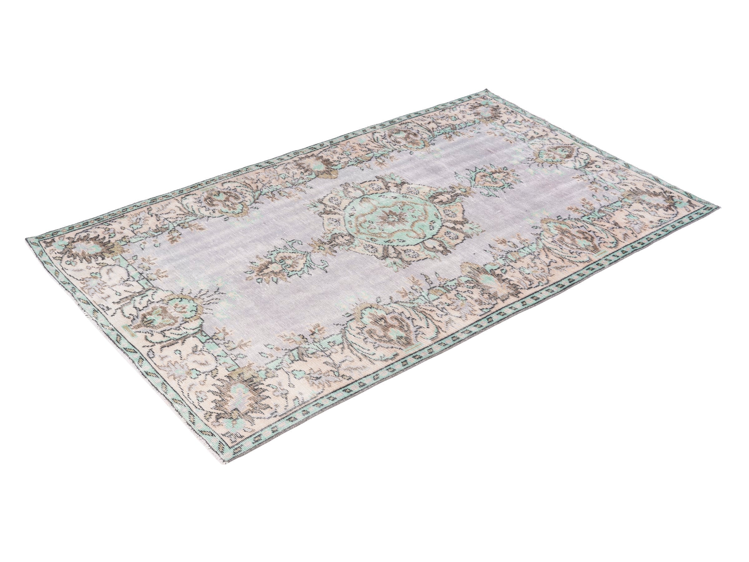 Turkish Manisa area rug in greige and muted pink, view 3 of 10