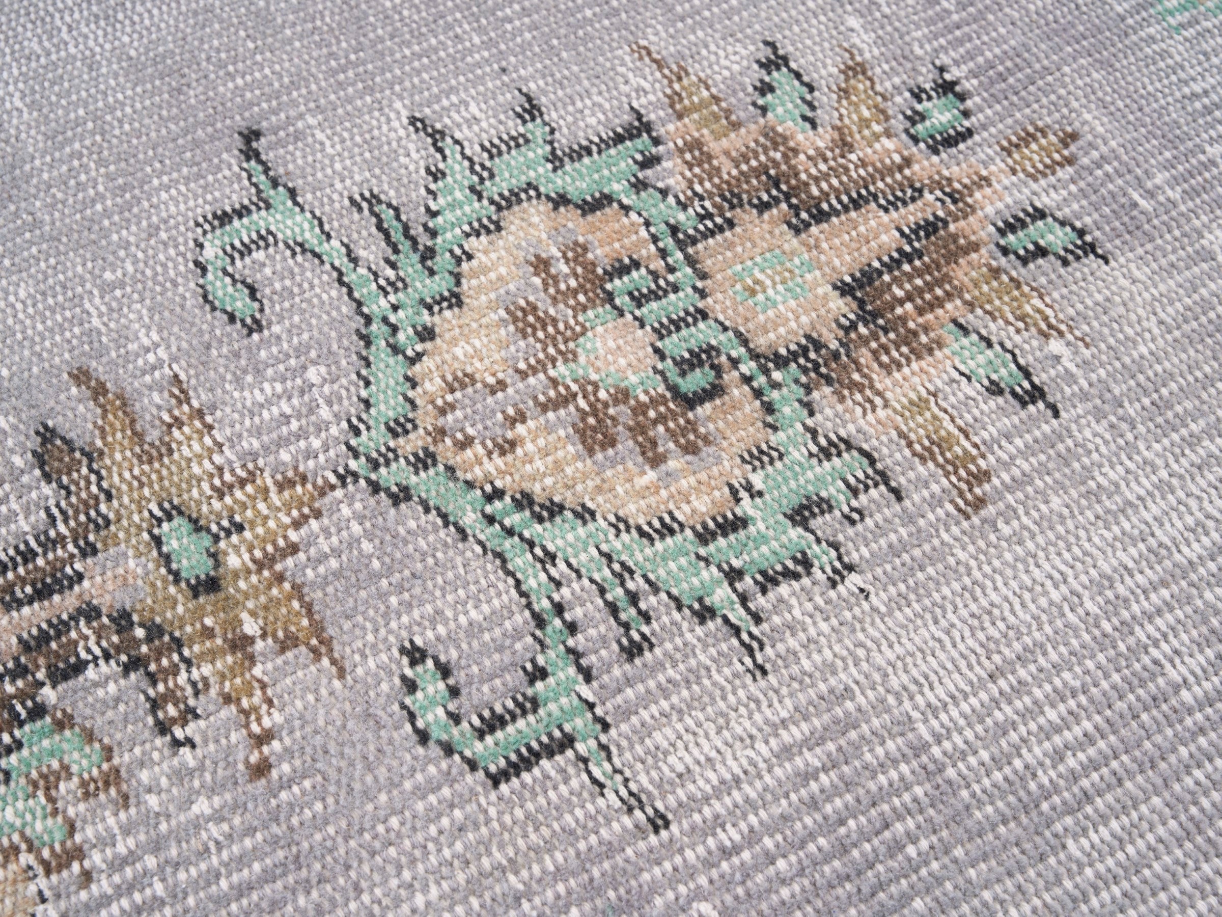 Turkish Manisa area rug in greige and muted pink, view 7 of 10