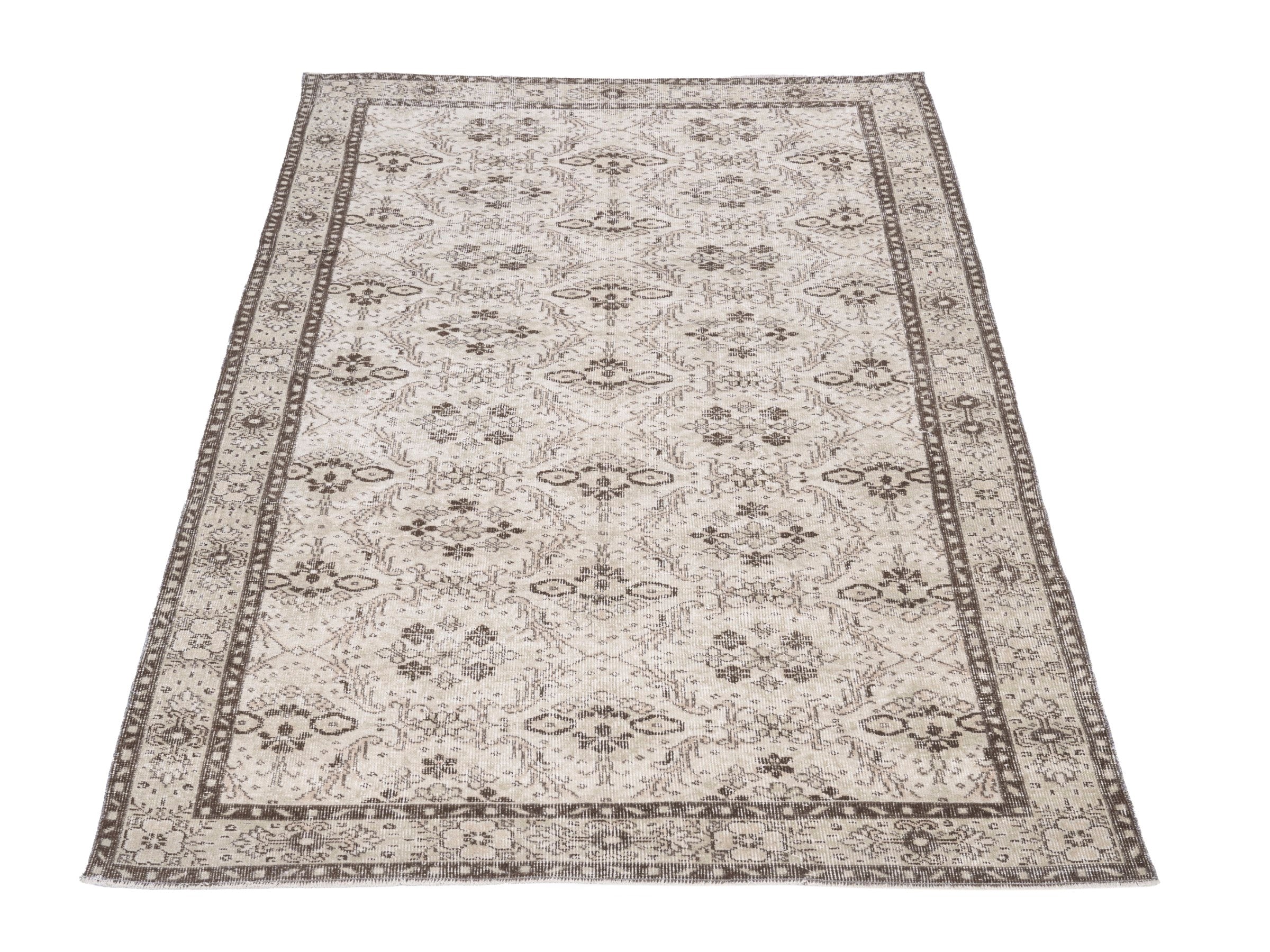 Turkish Isparta area rug in cream and greige, view 2 of 10