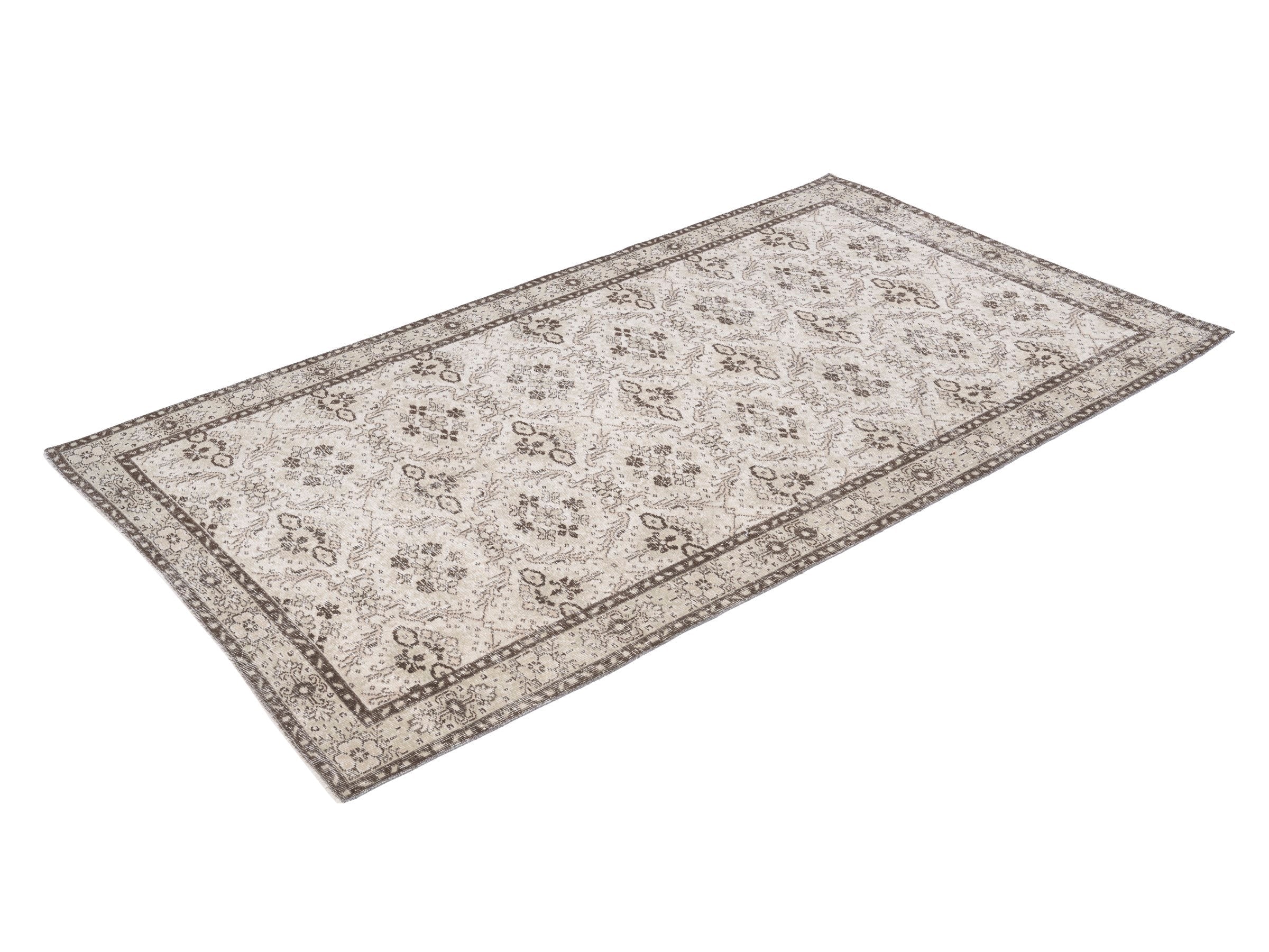 Turkish Isparta area rug in cream and greige, view 3 of 10