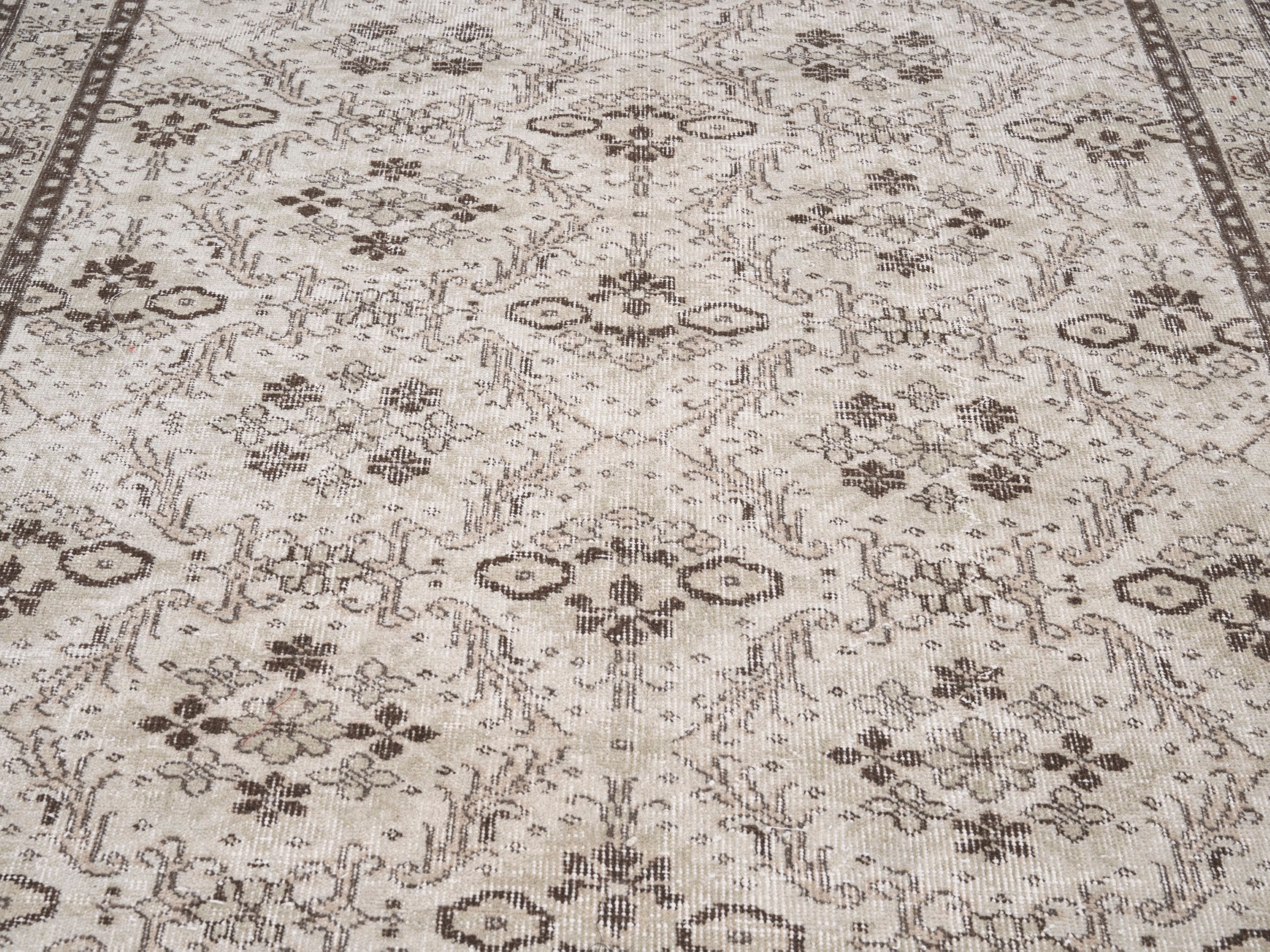Turkish Isparta area rug in cream and greige, view 4 of 10