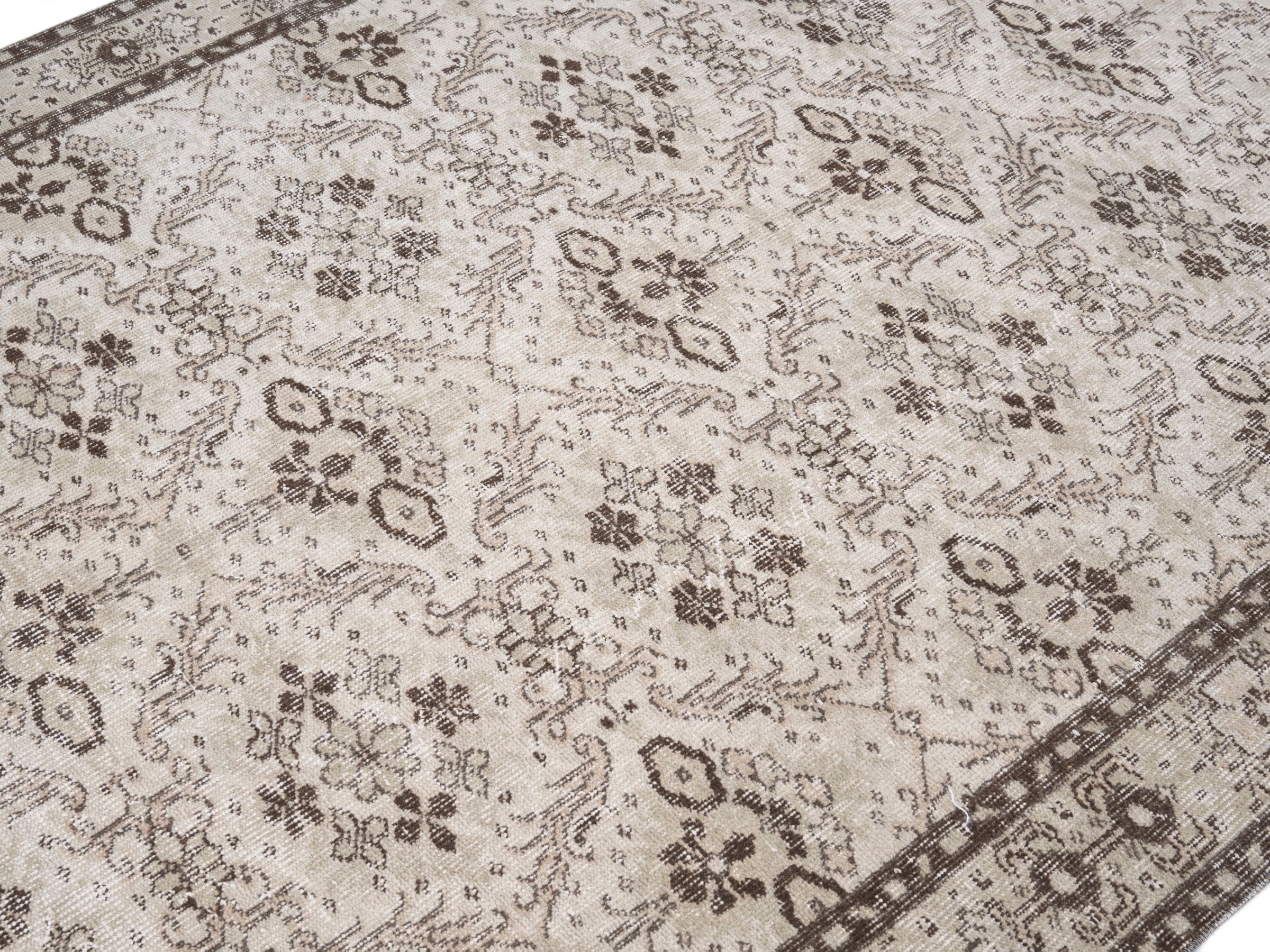 Turkish Isparta area rug in cream and greige, view 5 of 10