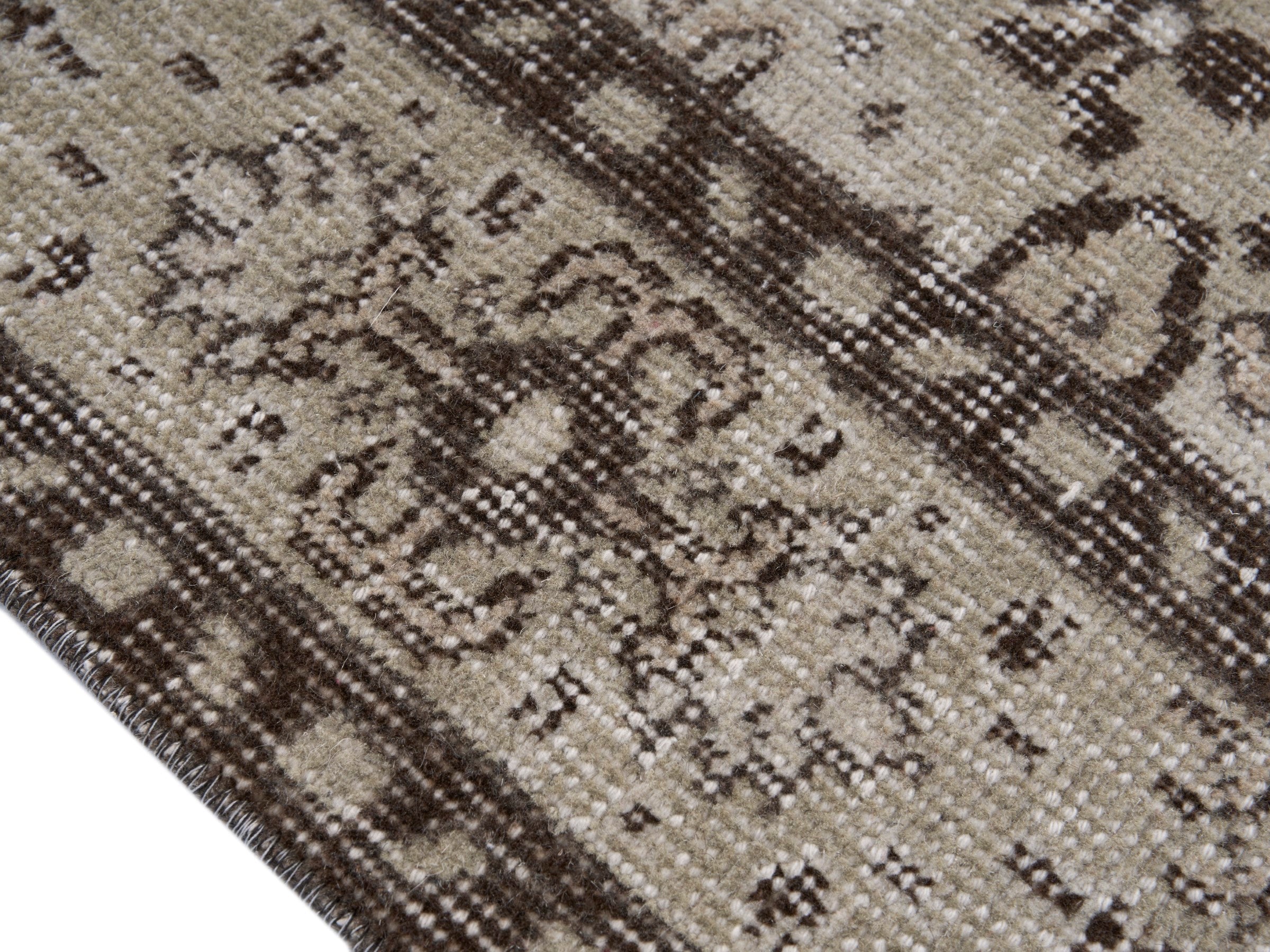 Turkish Isparta area rug in cream and greige, view 6 of 10